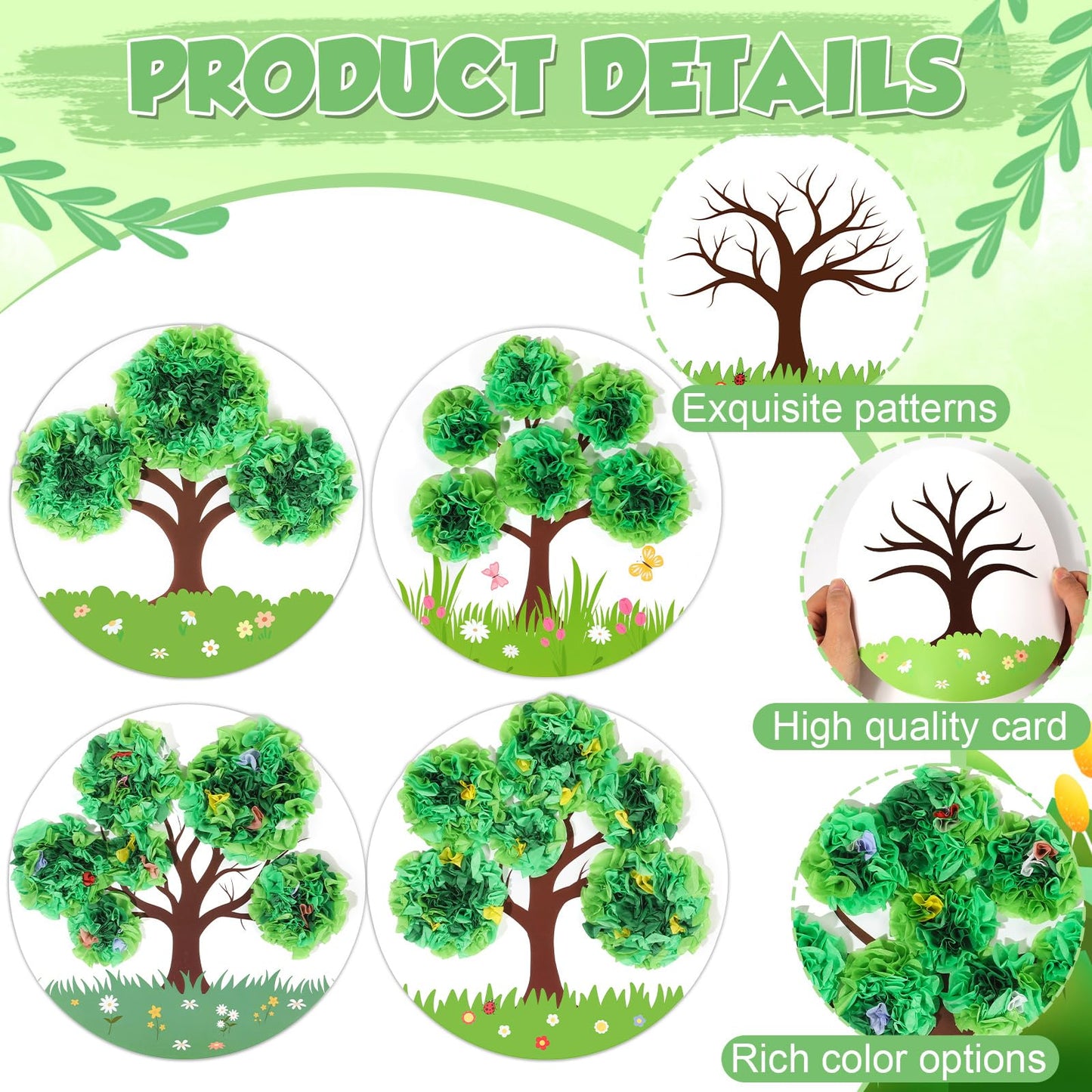 ZOIIWA Spring Poke-in Craft Kit Make Your Own Springtime Tree Ornament Spring Tree Crafts Kit Summer Poking Art Decor for Home Creative Activity Art Project Birthday Party Decor Supplies 12 Sets