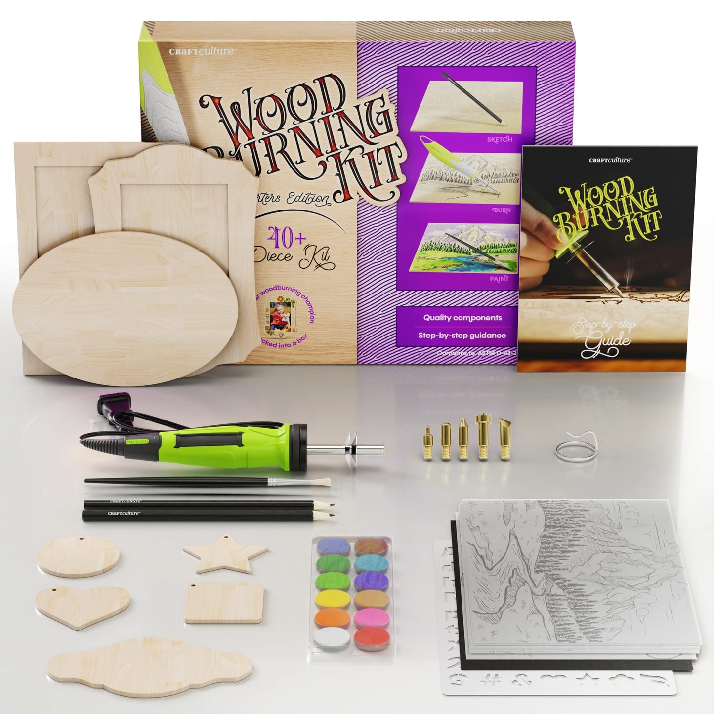Craft Culture Beginners Wood Burning Kit for Kids, Teenage Boys & Girls - Easter Gifts for Boy & Girl - Craft Projects Birthday Gift Idea for Children Teen Woodburning DIY Hobby Kits Art Activities