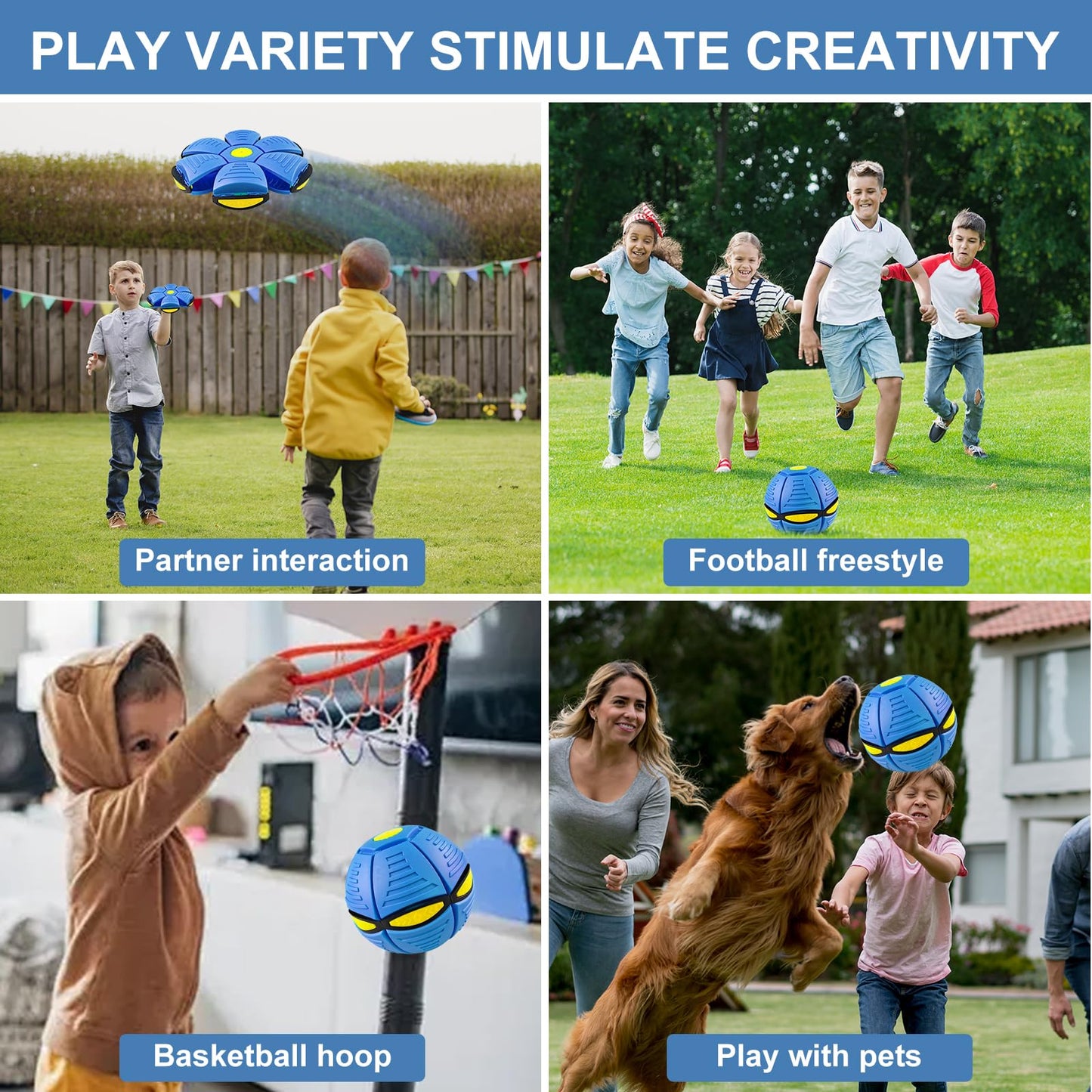 BHPWZB Magic Bouncing Ball Pop Up Balls – Light Up Magic Meta Ball Toy with 6 Light – Dual-Form Bouncy Balls Indoor Outdoor Play – Transforming Toy for Parent-Child Interaction (Blue)