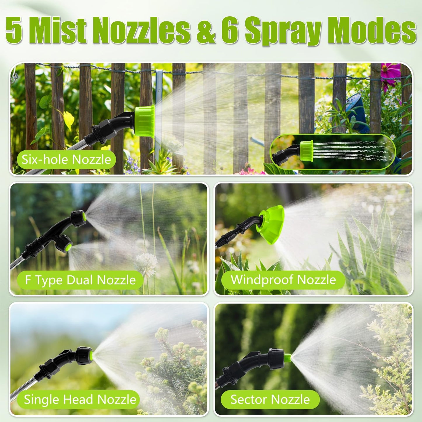Battery Powered Backpack Sprayer 4 Gallon, Adjustable Pressure Garden Sprayer with Digital Display & Padded Straps, Electric Pump Sprayer in Lawn with 2.2Ah Battery, 5 Nozzles, Telescopic Wand