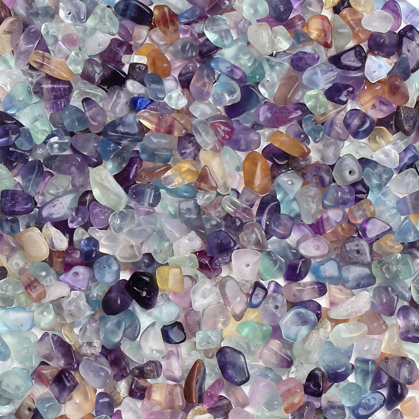 200pcs Natural Chip Stone Beads Gemstone Healing Crystal Loose Rocks Bead Irregular Glass Seed Charm Beads Drilled DIY for Jewelry Bracelet Necklace Earrings Making Crafting Supplies (Color, 5-8mm)