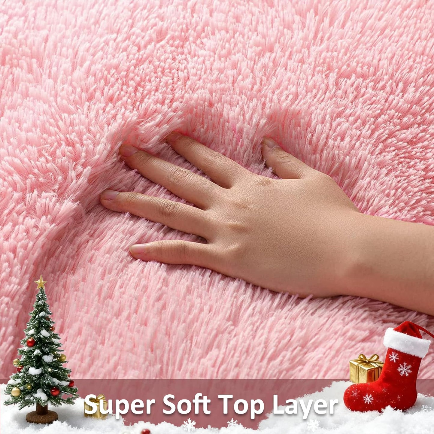 Ophanie Pink Rug for Bedroom Girls, Kids Fluffy Kawaii Fuzzy Furry Shag Area Rug, Cute Plush Soft Shaggy Bedside Indoor Floor 4x6 Carpet for Teen Nursery Dorm Home Room Decor Aesthetic