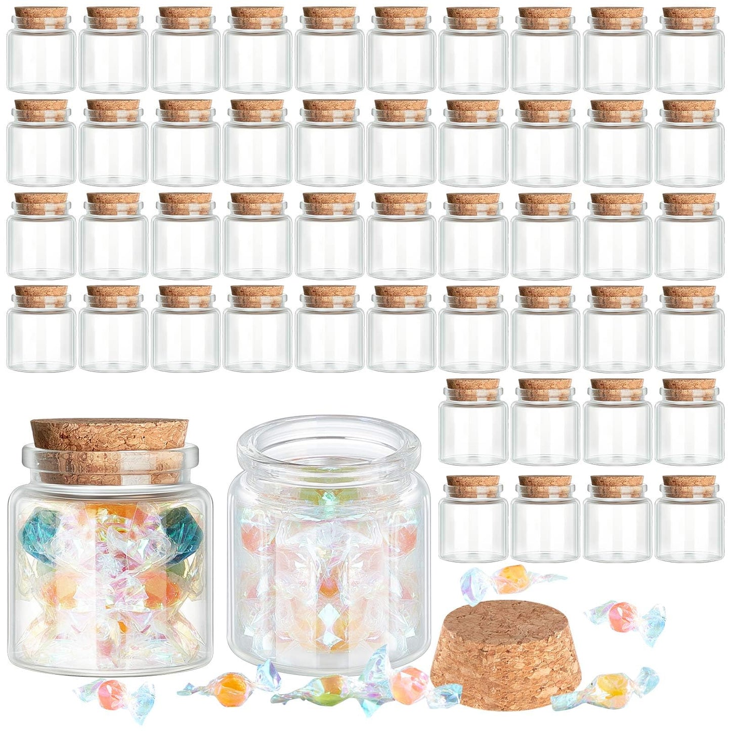 Patelai 12 Pcs Small Glass Jars with Cork Lids, Mini Potion Bottles Bulk Tiny Wishing Vial Spell Jars for DIY Art Crafts Gift Father's Day Graduation Wedding Birthday Party Favors (50ml/1.7oz)