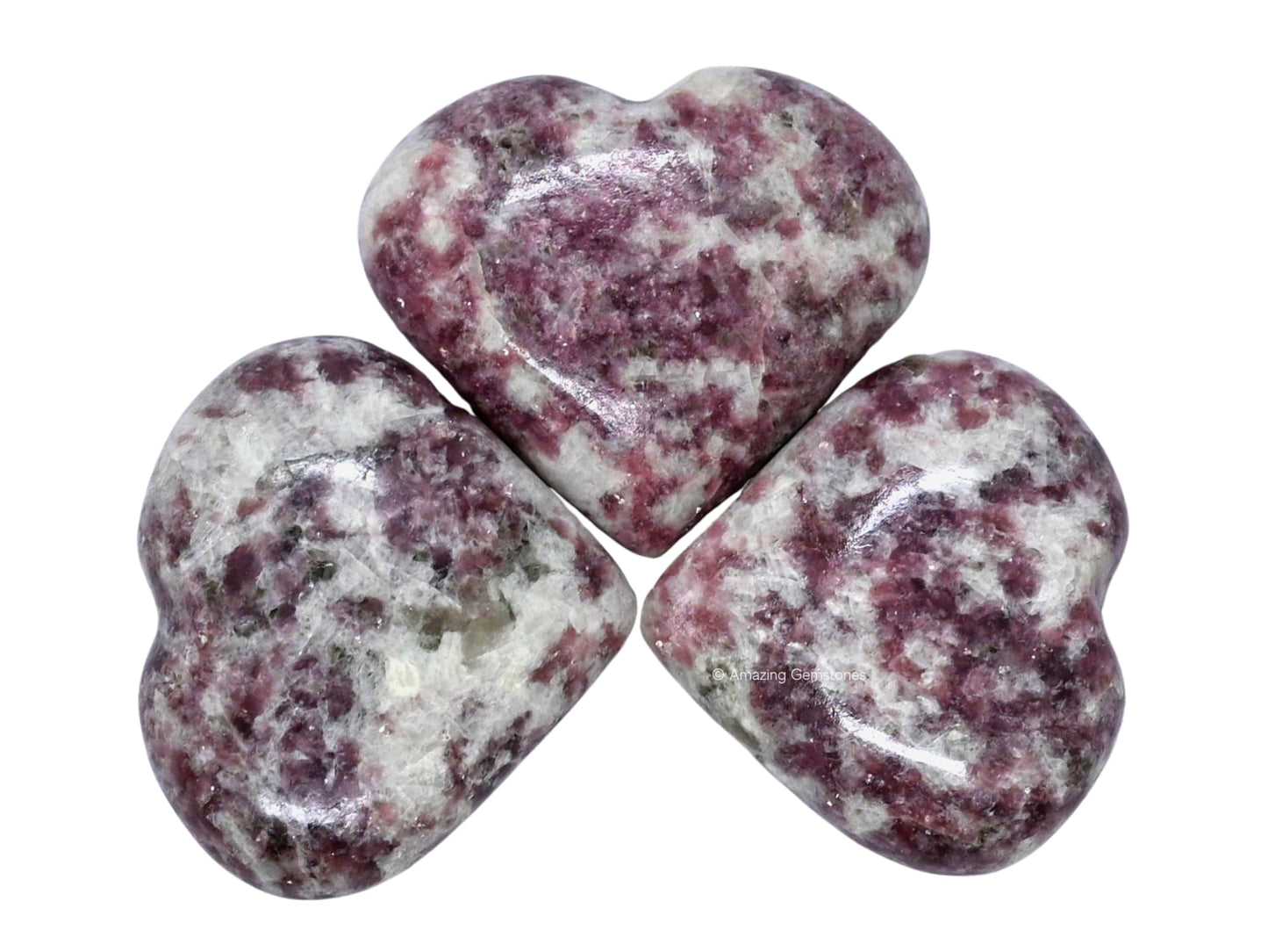 Lepidolite Crystal Heart Palm Stone - Pocket Massage Worry Stone for Natural Body Chakra Balancing, Reiki Healing and Crystal Grid