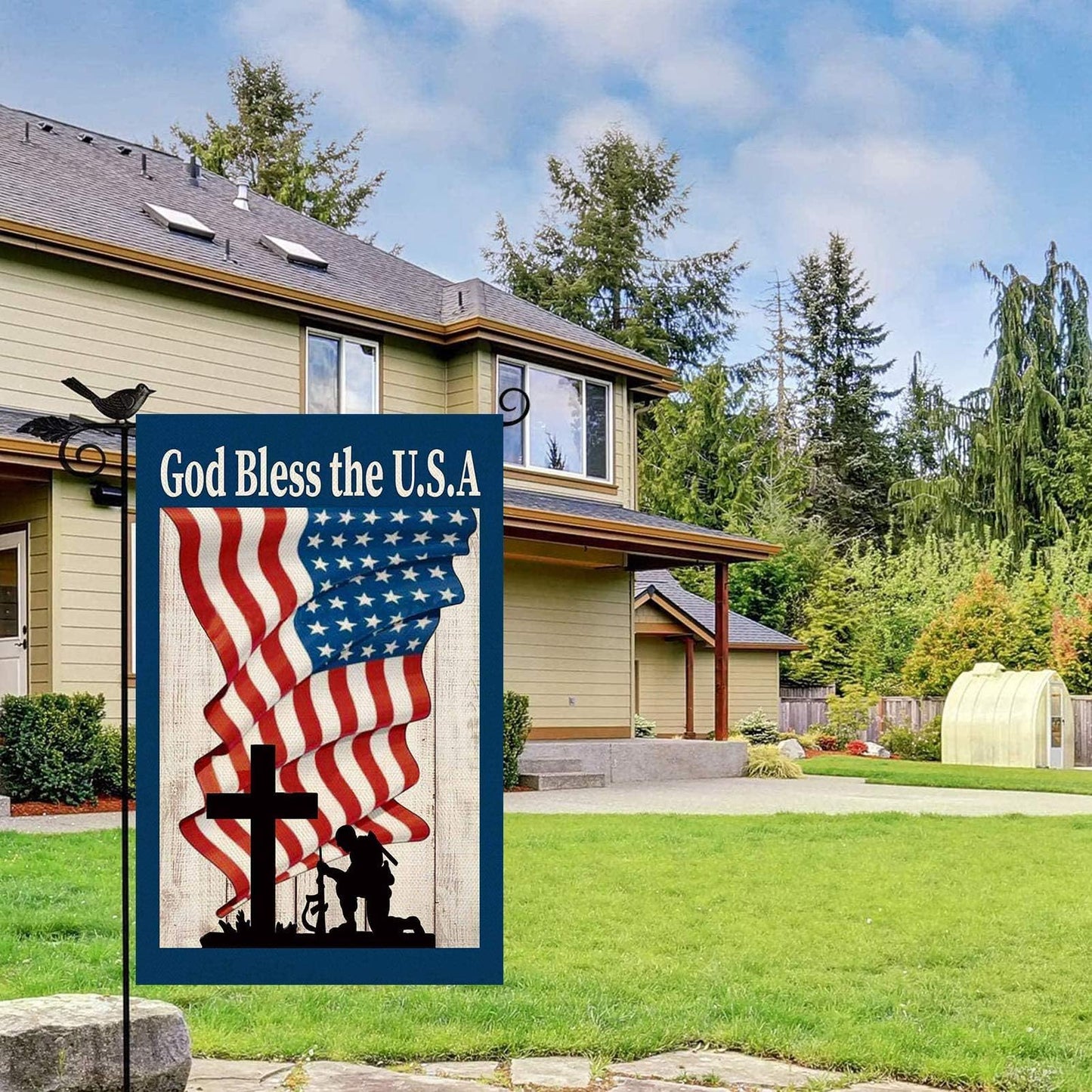 Baccessor 4th of July Patriotic Garden Flag God Bless America Double Sided Memorial Day Independence Day Garden Yard Flag Outdoor Outside Holiday Decoration 12.5 X 18 Inch