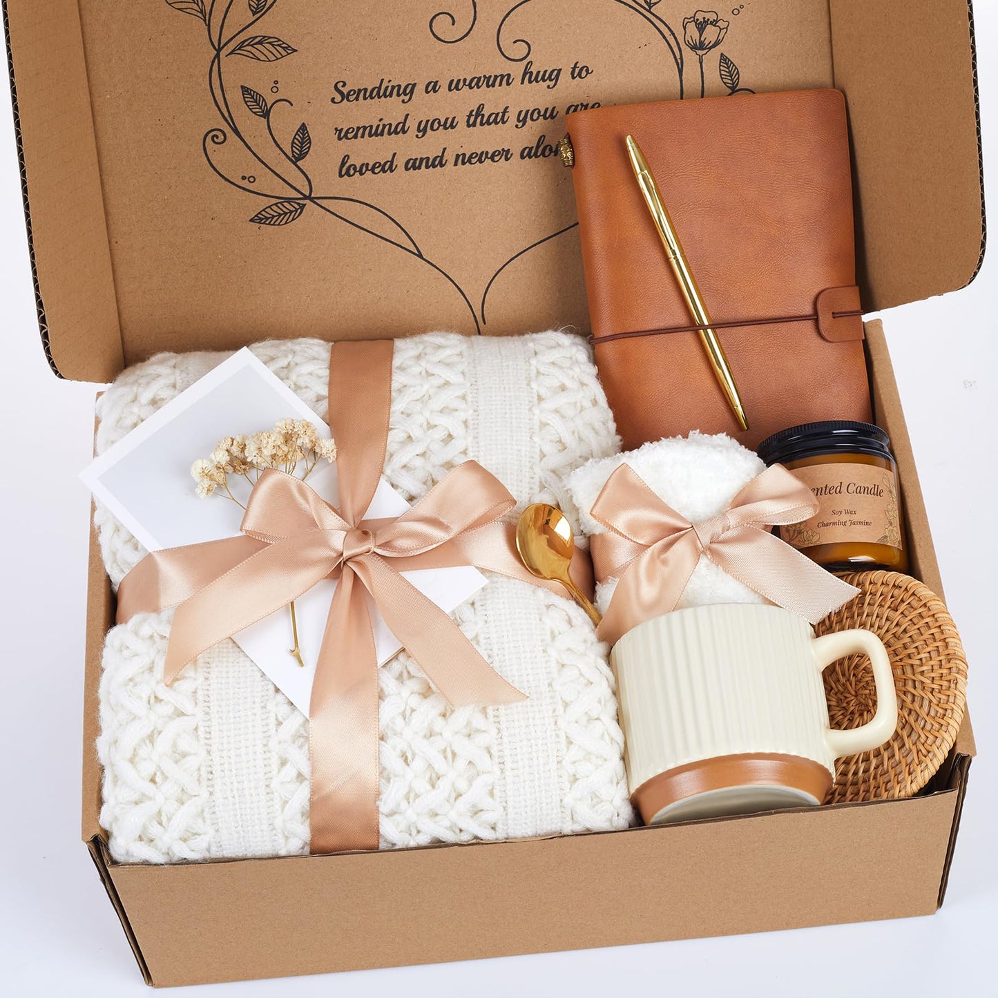 Self Care Gift Baskets for Women, Get Well Soon Gift Package, Thinking of You Sympathy Gift Baskets, Birthday Gift Basket, Sending Hugs Gifts Idea for Mom Her Friends Sister Coworker