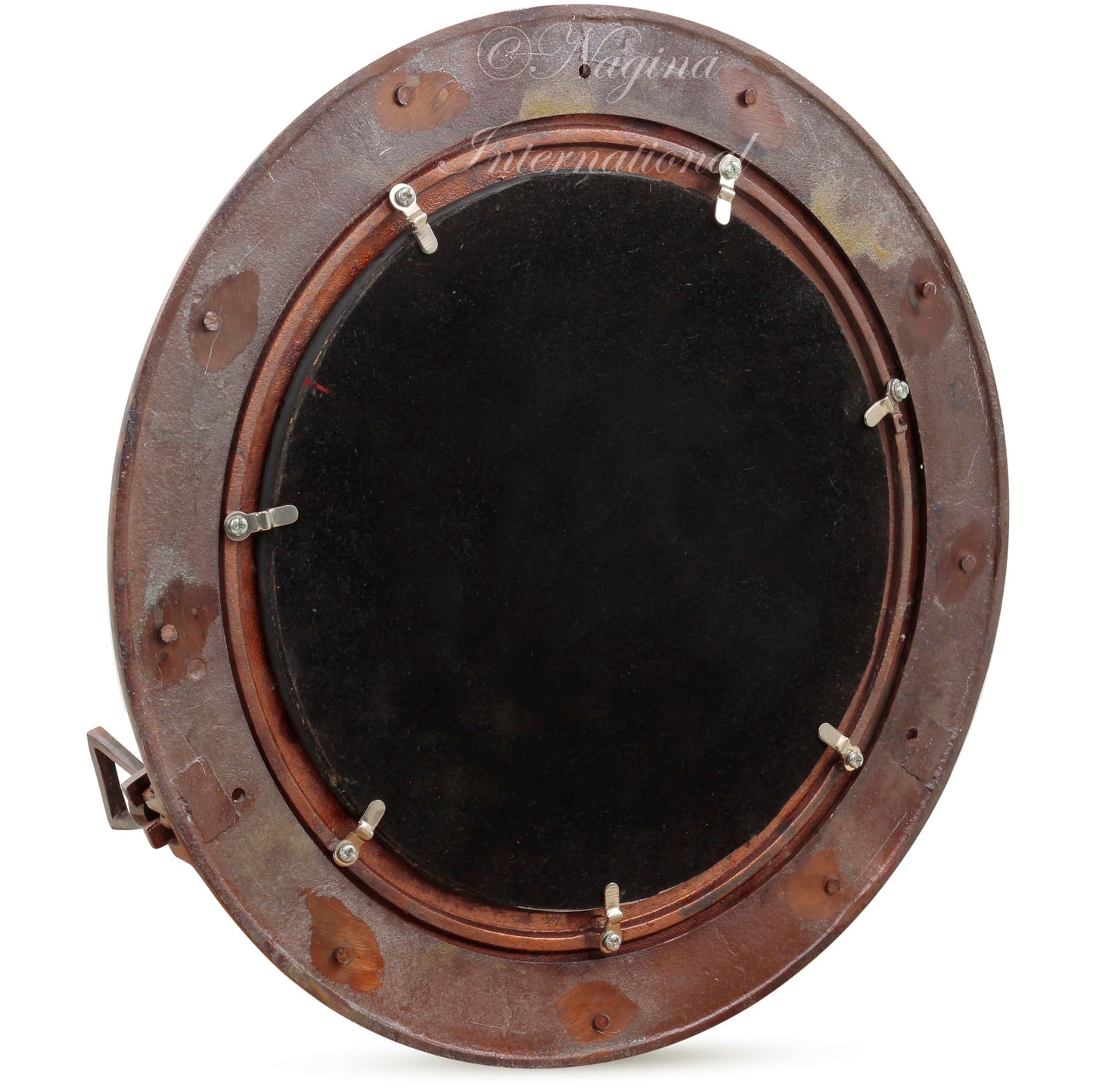 Nagina International Rustic Copper Shipwrecked Premium Nautical Porthole Mirror | Nautical Bathroom Mirrors (8 Inches, Aluminum Mirror)