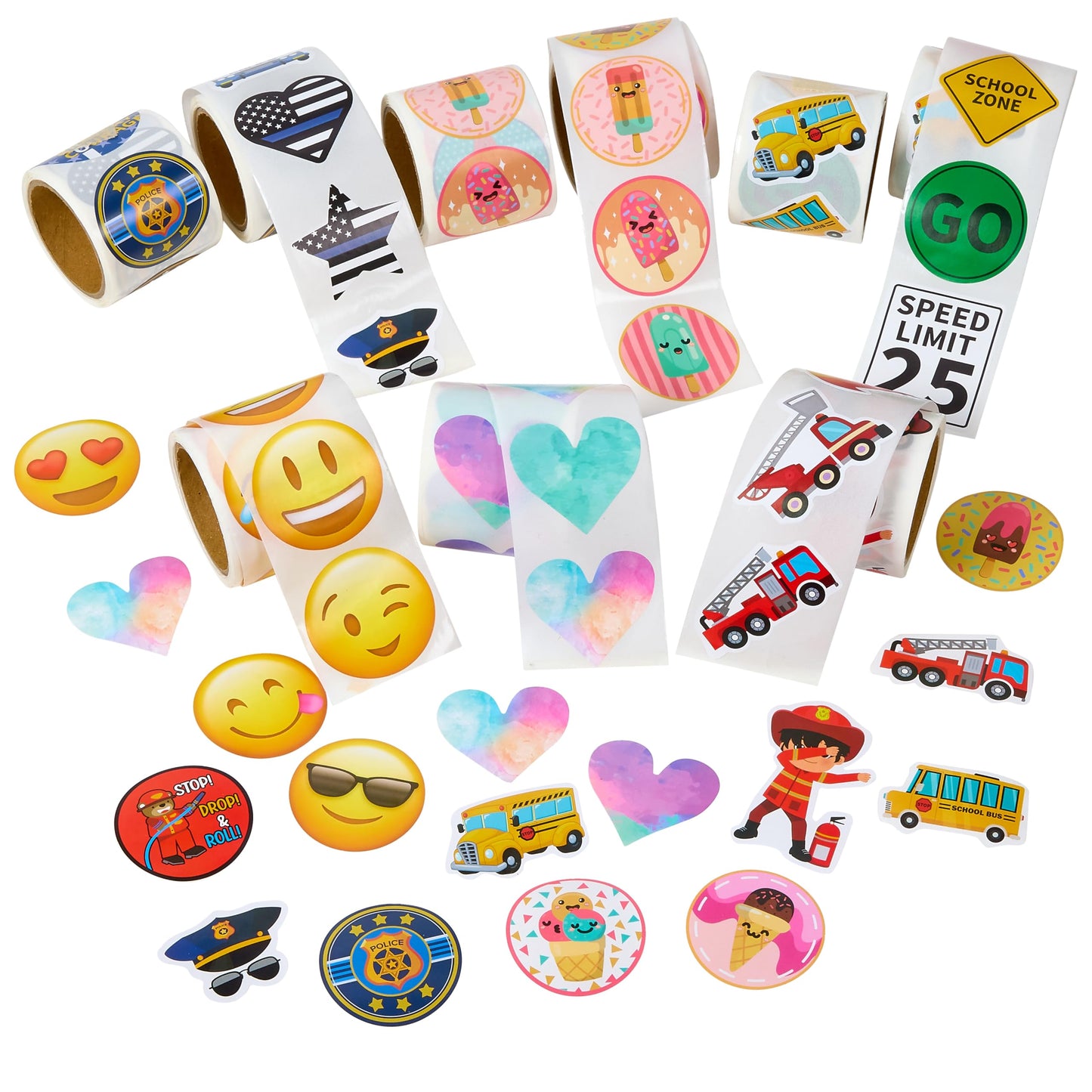 Playbees Watercolor Heart Stickers for Kids - 200 Pack of Rainbow Heart Themed Designs - Valentine’s Day Kids Educational Arts and Crafts, Scrapbooking, Teacher Awards, Classroom Prize, Encouragement