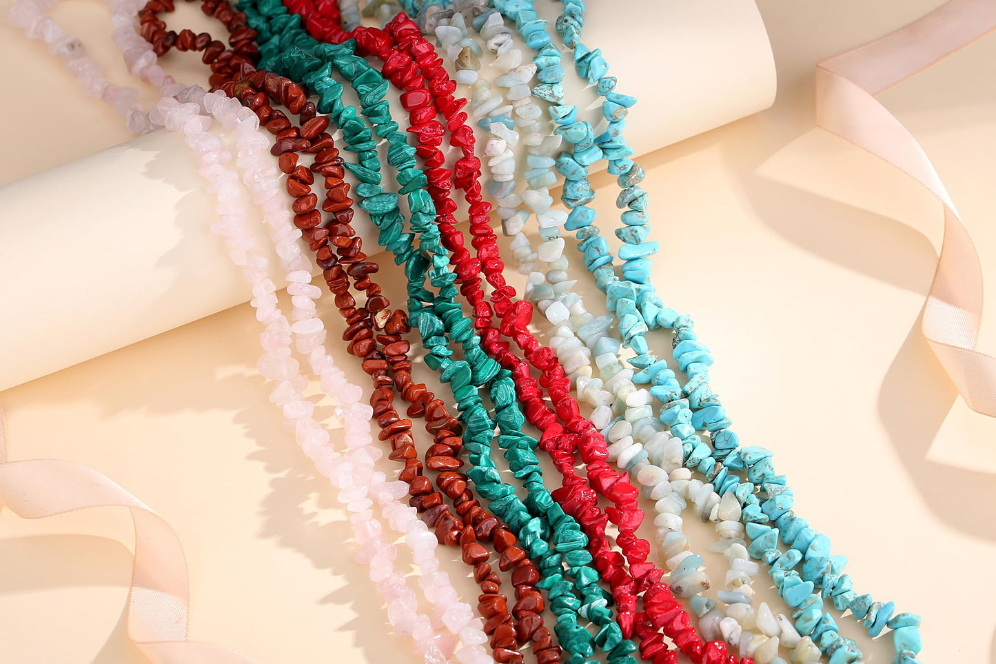 ZHIYUXI 400pcs Red Coral Beads 5-8mm Crystals Gemstones for Bracelet Making Irregular Stone Bead for Jewelry Making Craft2 Strands
