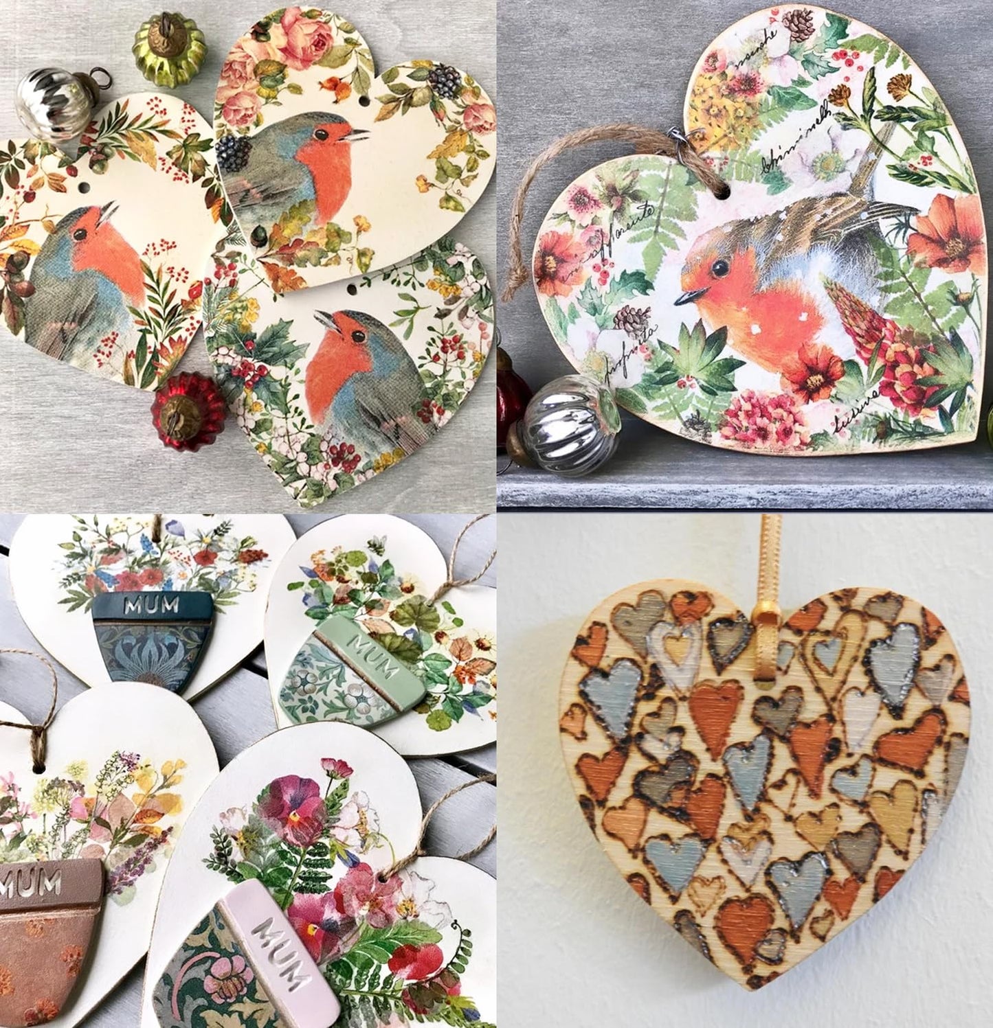 FCECOR 100PCS 4" Wooden Hearts for Crafts, Wood Hearts for Kids Wood Slices DIY Crafts Supplies, Wooden Ornaments Mother's Day Heart Sign for Valentine's Day Crafts, Birthday, Party, Wedding Decor