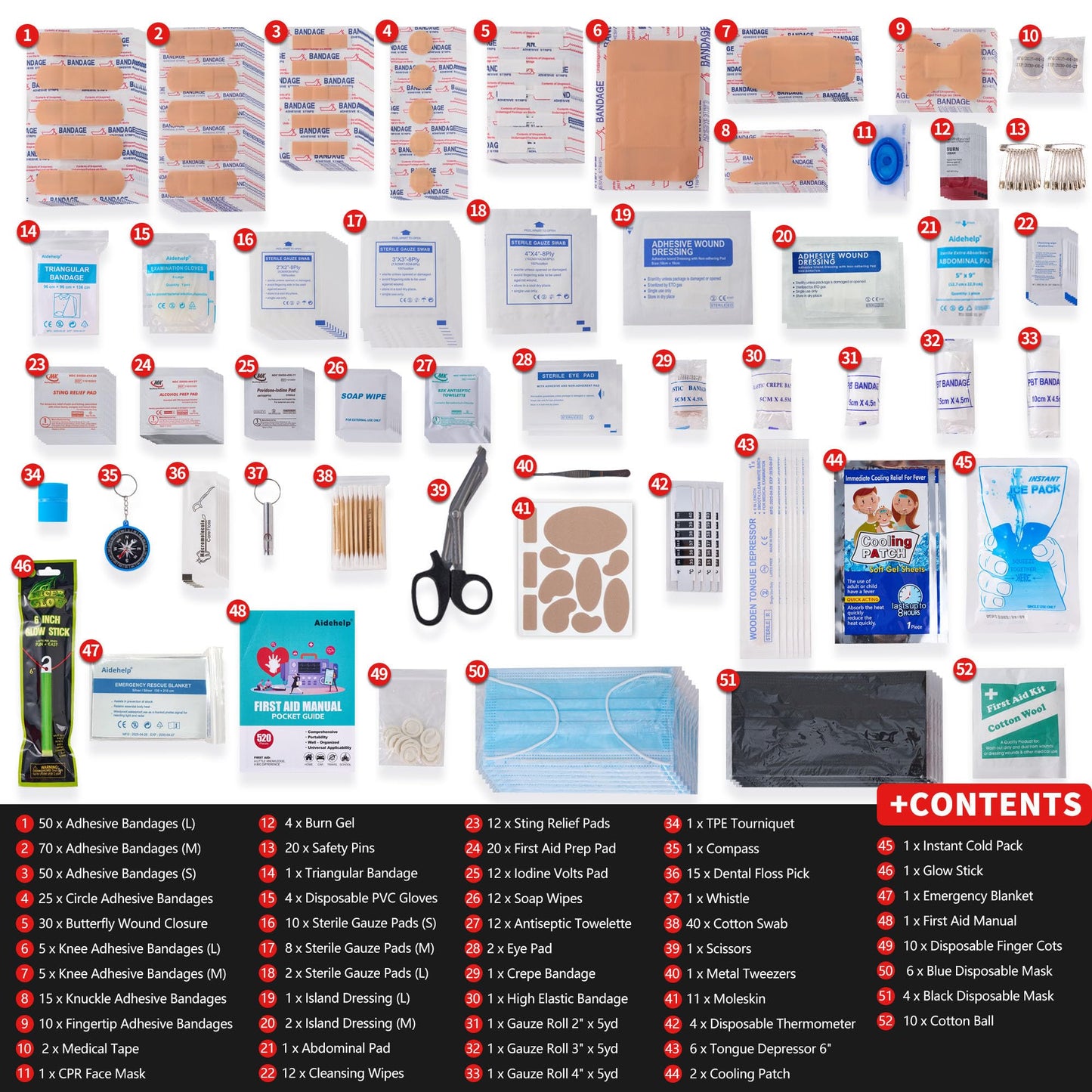 520 Pieces Premium First Aid Kit - Large Emergency Medical Kit for Survival, Car, Home, Travel, Camping, Backpack, Hiking, School (Green)