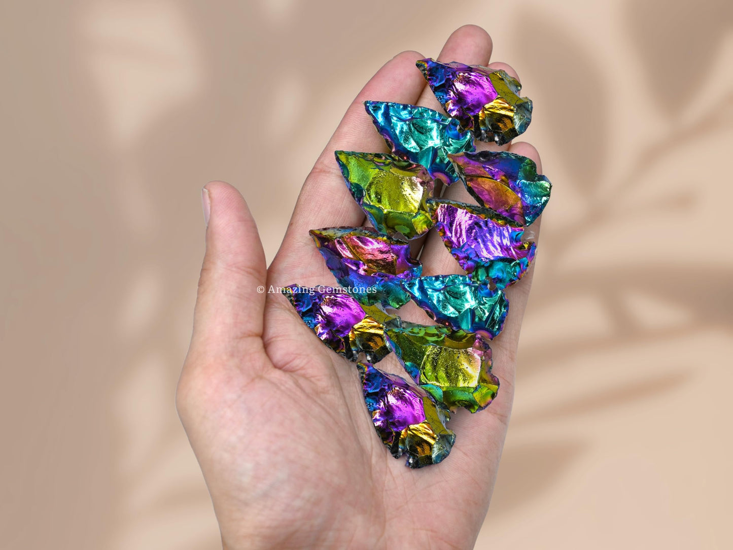 Amazing Gemstone 3 Pieces Titanium Aura Quartz Arrowhead, Crystal and Healing Stone Flint Rock Arrow Head - 1 to 1.5 Arrowheads for DIY Project Craft Point Jewelry Making
