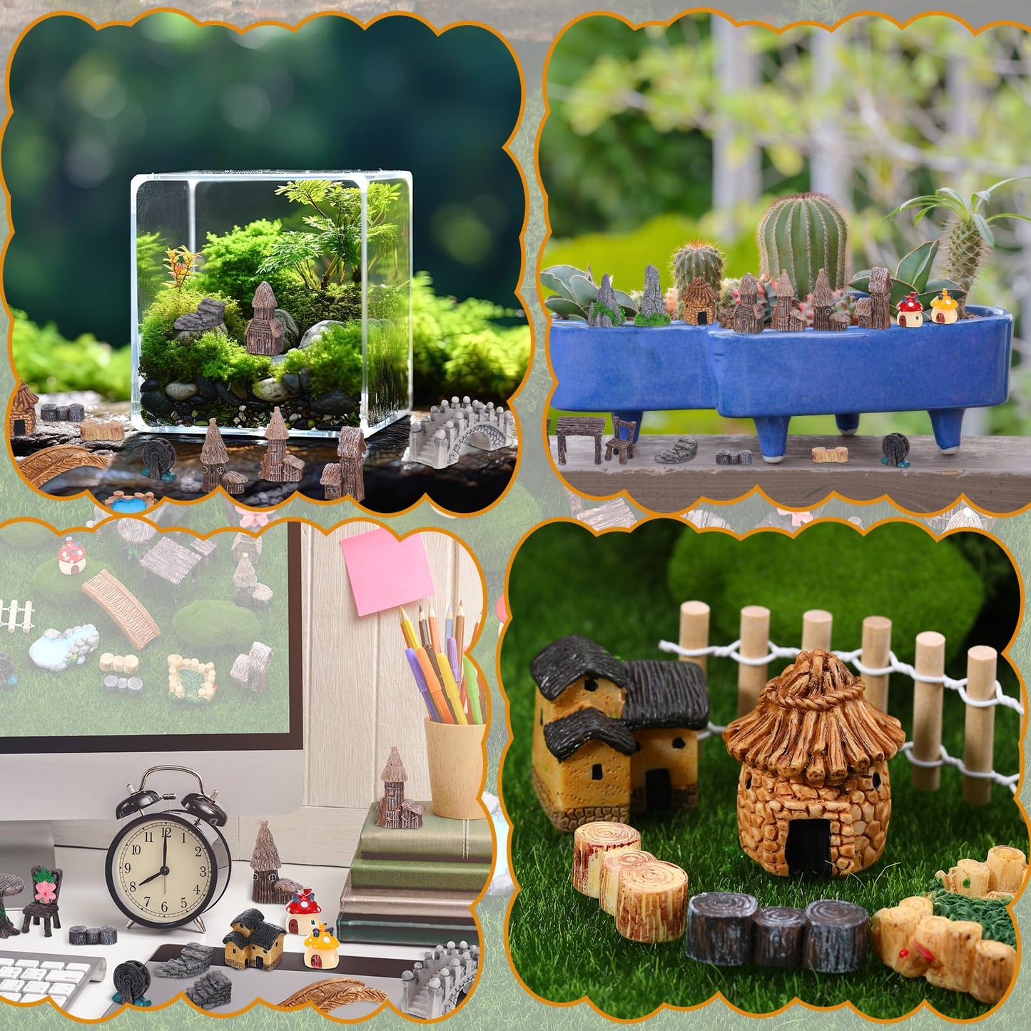 GGSTDDUP Fairy Garden Accessories, Miniature Garden Ornaments Landscape Mini Fairy Figures Animal Plant Set (32, Green)