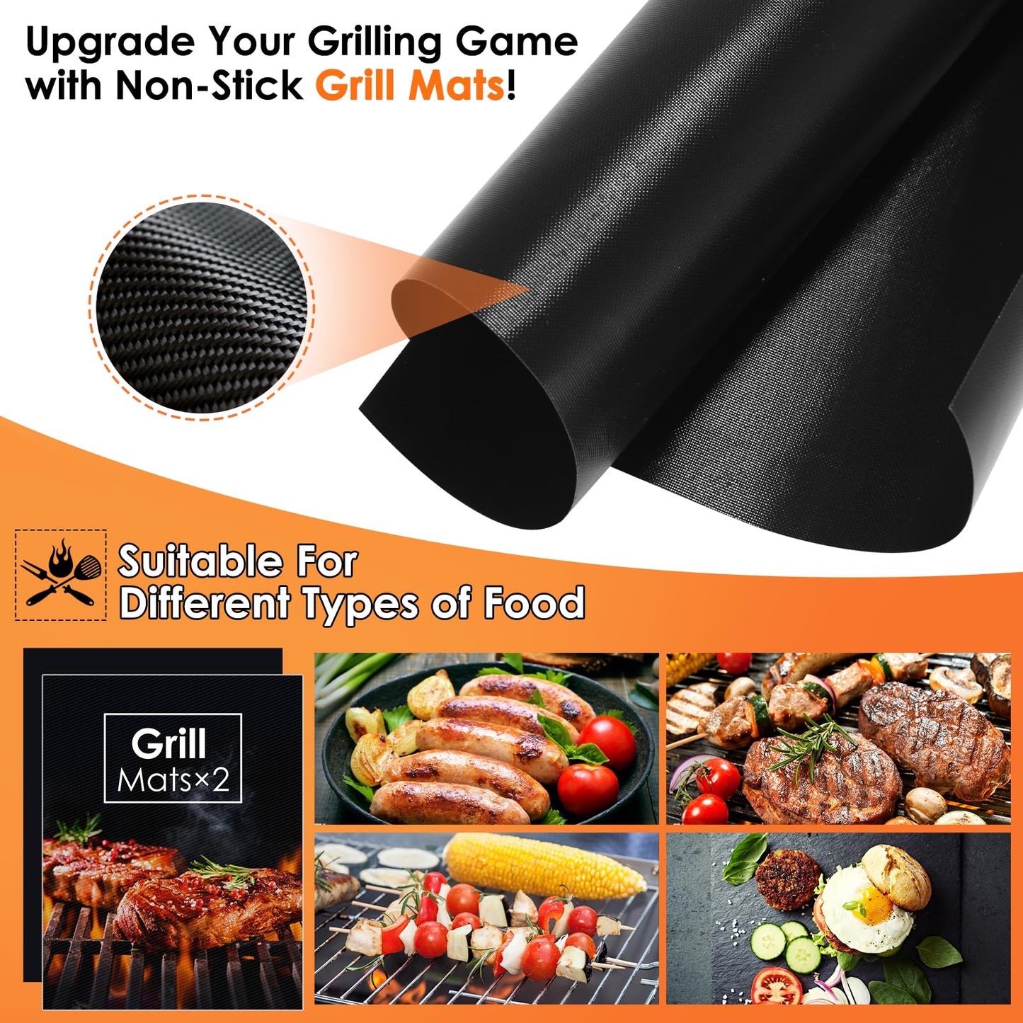 Yoehka BBQ Grilling Accessories Set, 34Pcs Heavy Duty Grill Tools for Outdoor Camping, Grilling Gifts for Men Dad, Stainless Steel Barbecue Utensils Kit with Mats and Glove in Carrying Bag, Brown