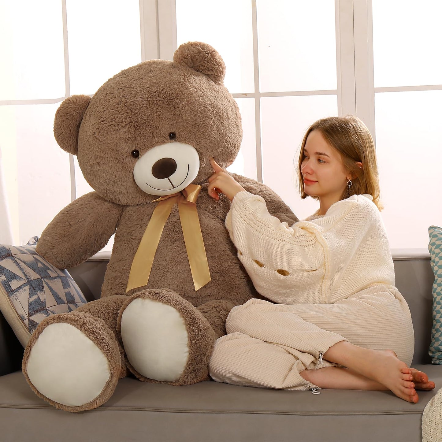 Tezituor 5ft Big Teddy Bear,Giant Brown Stuffed Animal 59 Inches,Life Size Teddy Bears for Girlfriend or Kids,Soft Bear for Valentines Day,Chrismas,Birthday Baby Shower