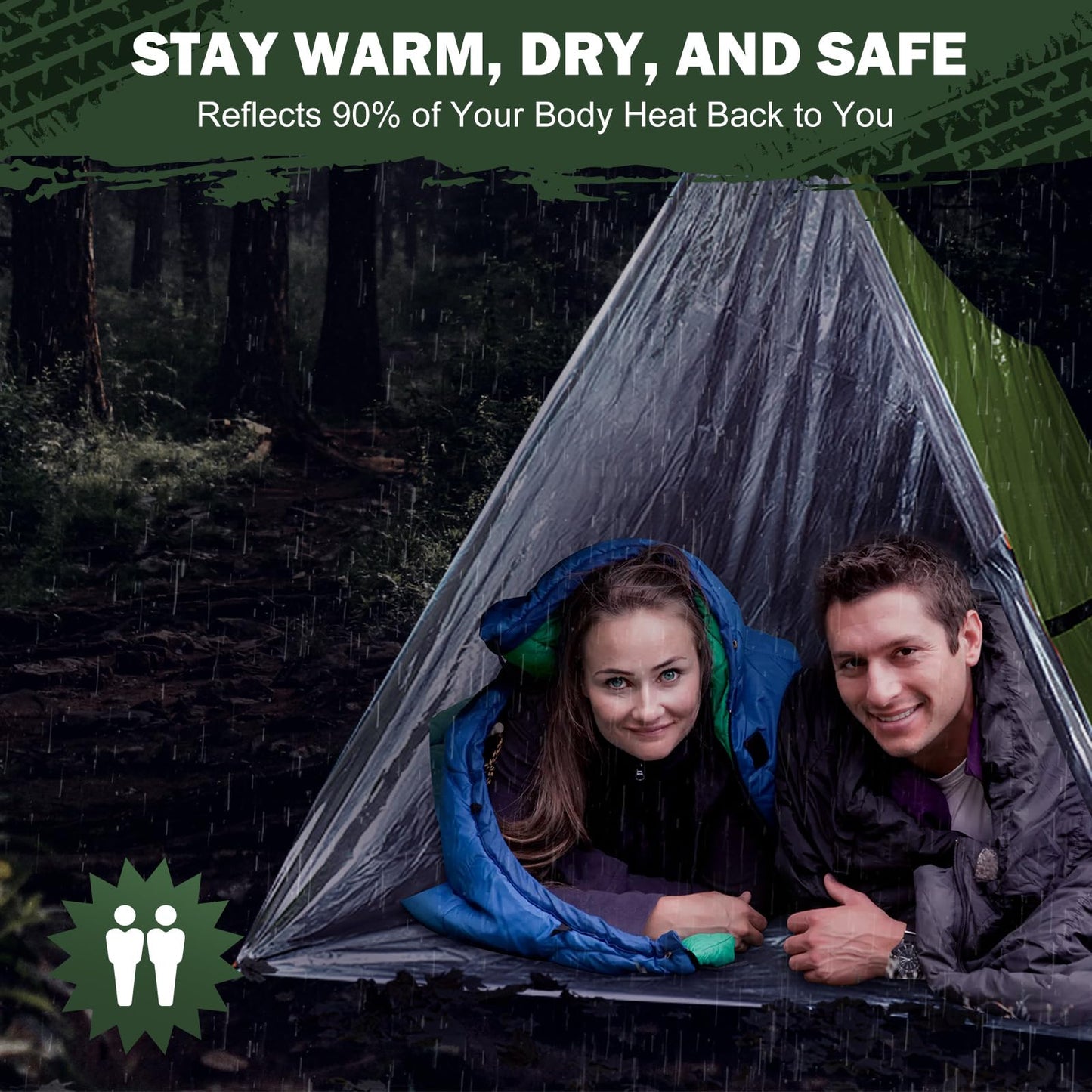 Life Emergency Tent Survival Shelter - 2 Person Mylar Waterproof Tube Tent with Survival Whistle & Paracord, All-Weather Essential Gear for Camping, Hiking & Survival Kits