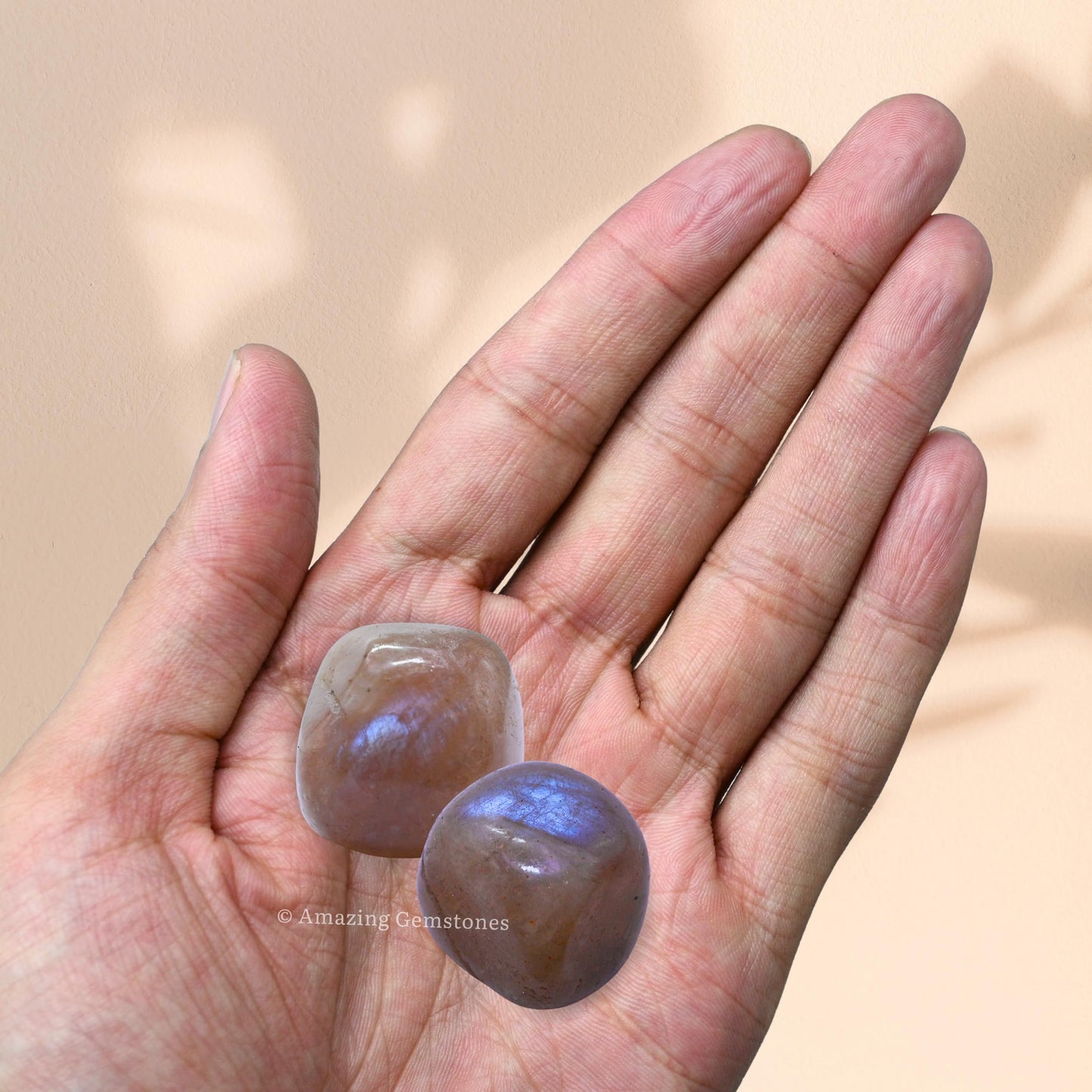Amazing Gemstone Sun Moonstone Crystal Tumbled Stones Polished Rocks - Natural Gem Stones for Healing - DIY Crystals for Protection (1 Piece)