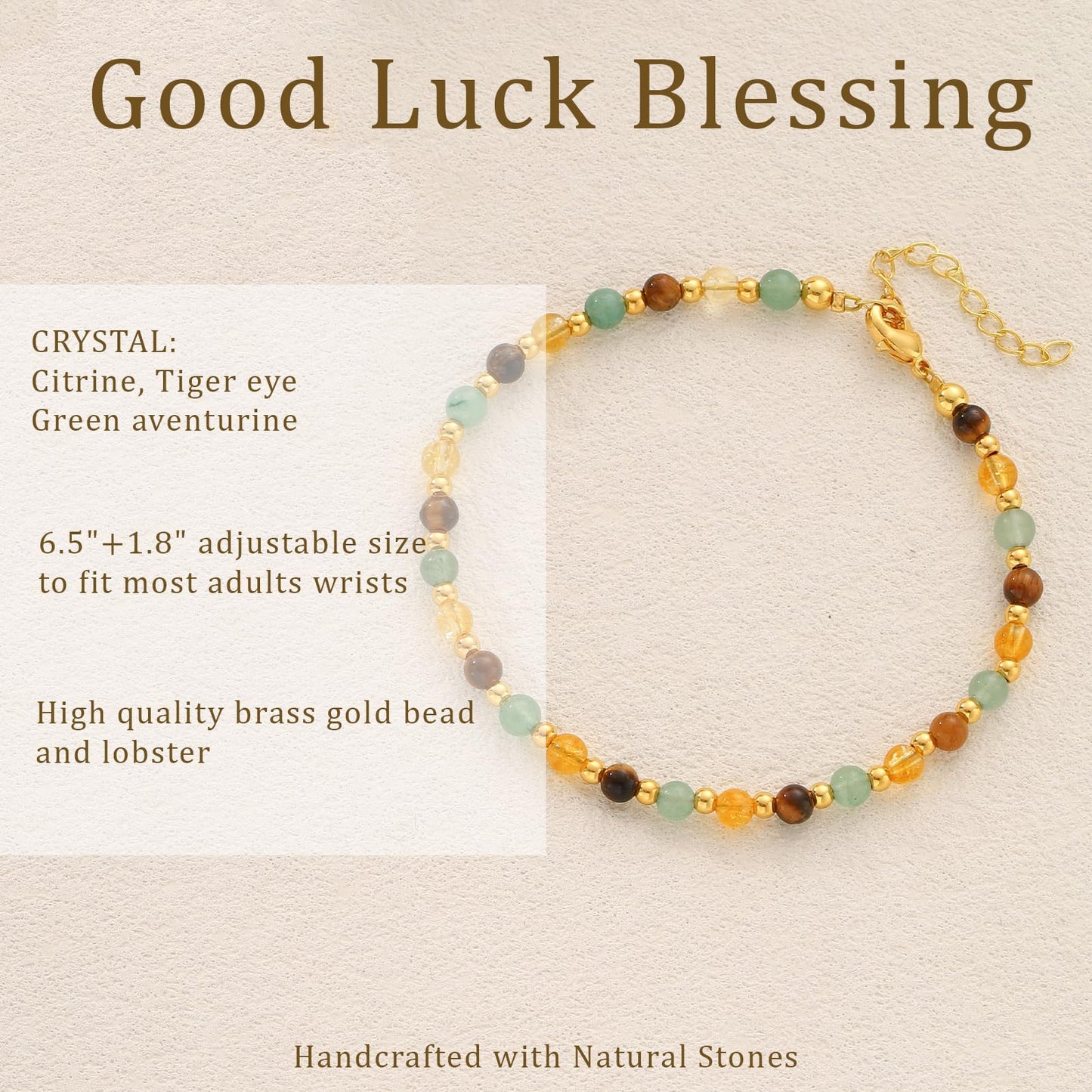 Kenailw Good Luck Gifts Bracelet for Women Crystals Green Aventurine Pulsera De La Suerte Natural Stones Jewelry Best Friend Aunt Daughter Coworker Gift