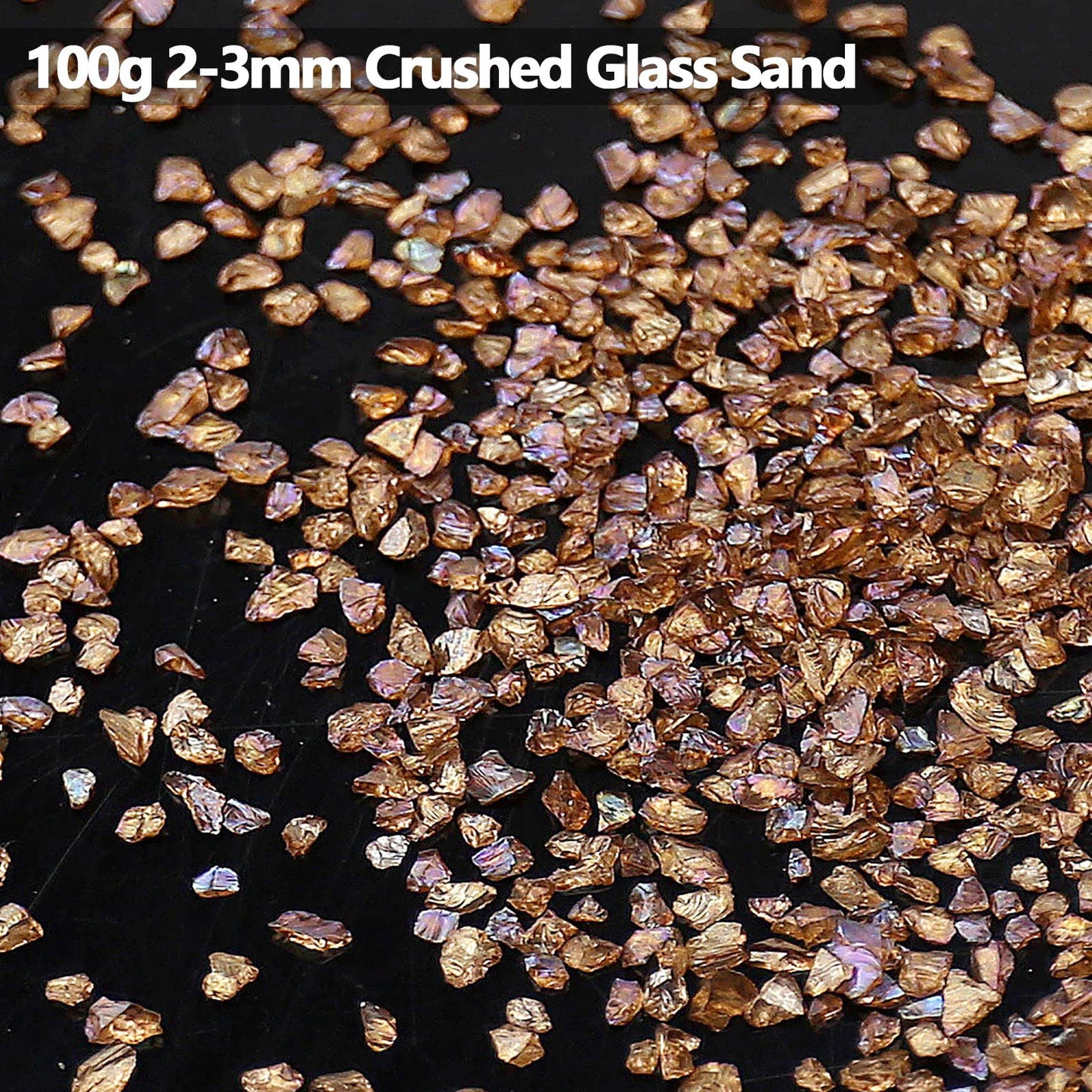 Irregular Crushed Glass Chips Sprinkles, 100g Metallic Chunky Glitter Stones for Nail Art, Resin Mold Filler, DIY Crafts, Vase Filler, Jewelry Making (Coffee AB)