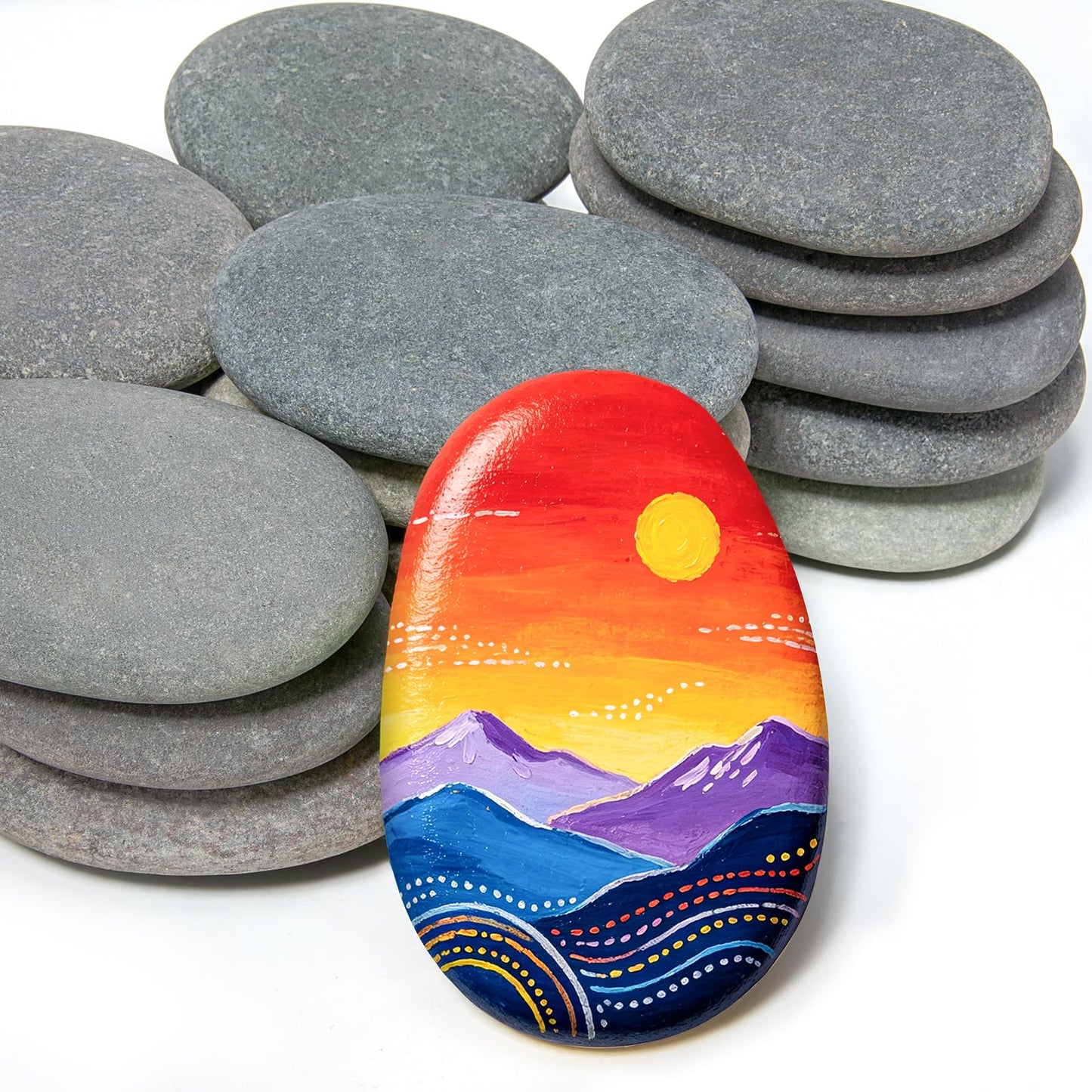 Simetufy 20 Pcs 3.3-4.5'' Large River Rocks for Painting, Rocks for Painting, Rock Painting for Kids, Smooth and Flat Rocks Painting Rocks for DIY & Arts