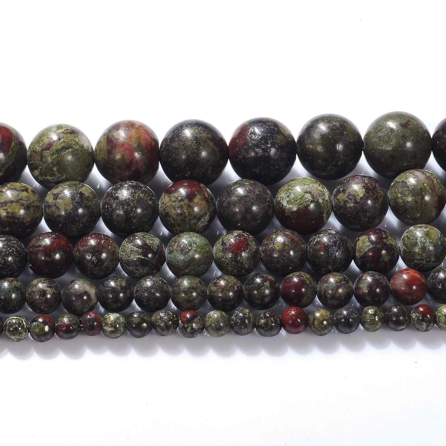 10mm Natural Dragon Bloodstone Gemstone Round Loose Beads Crystal Stone Bracelet Necklace Accessories Crafts for Jewelry Making DIY,1 Strand 15"
