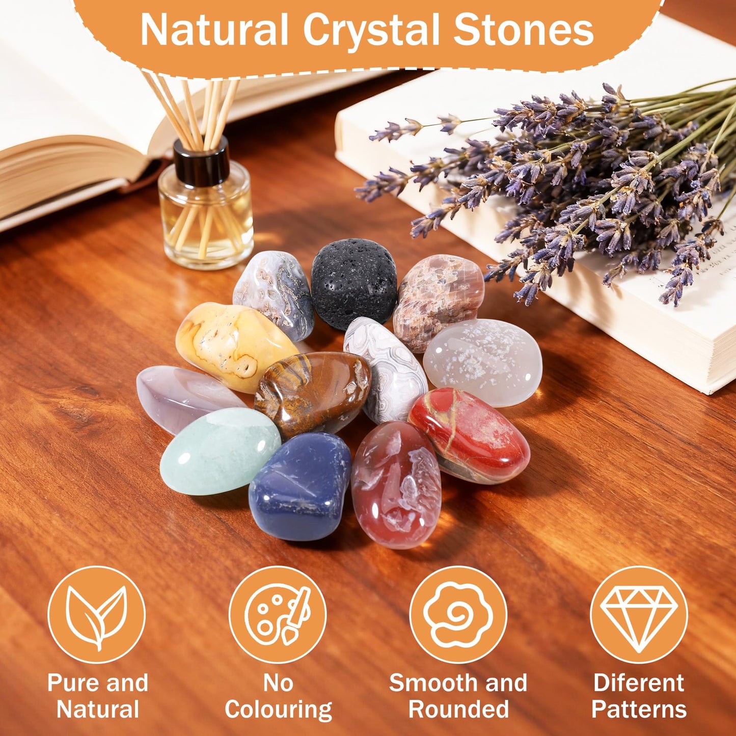 Huiguli 12 Pcs Crystals and Healing Stones Set, Natural Polished Gemstones Collection, Tumbled Healing Crystals for Reiki, Yoga, Chakra Meditation and Positive Energy (1.2-2 Inch)