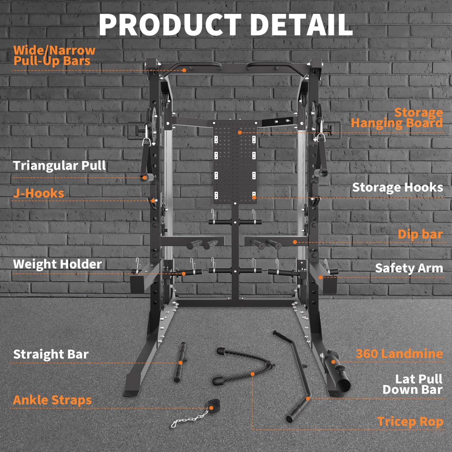 Garvee Power Cage, 2000LB Power Rack with Independent Dual Pulley System, Multi-Function Workout Cage Home Gym Workout Machine for Cable Crossover