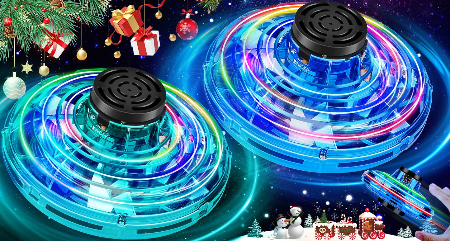 Vantexi Drone for Kids Flying Toys,2026 Upgrade LED Fidget Spinner,Hand Operated Fidget Flying Spinner Toy for Indoor Outdoor, Christmas Birthday Gifts for 6 7 8 9+ Year Old Boys Girls(Blue&Green,ABS)