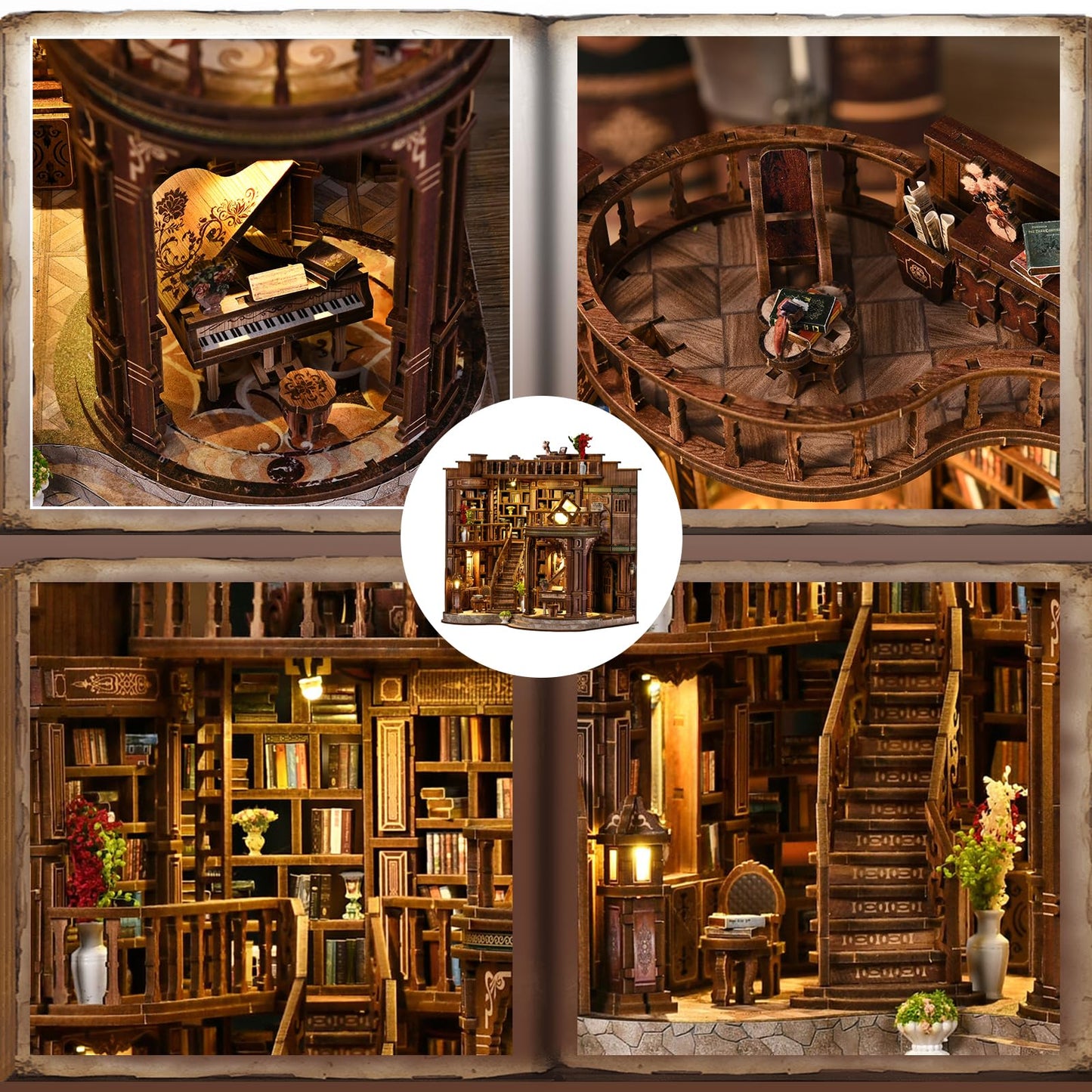 Book Nook Kit - DIY Miniature House Kit for Adults and Teens, 3D Wooden Puzzle Book Nook Craft Bookshelf Decor, Gifts for Family, Friends, Dreamy Book Hall