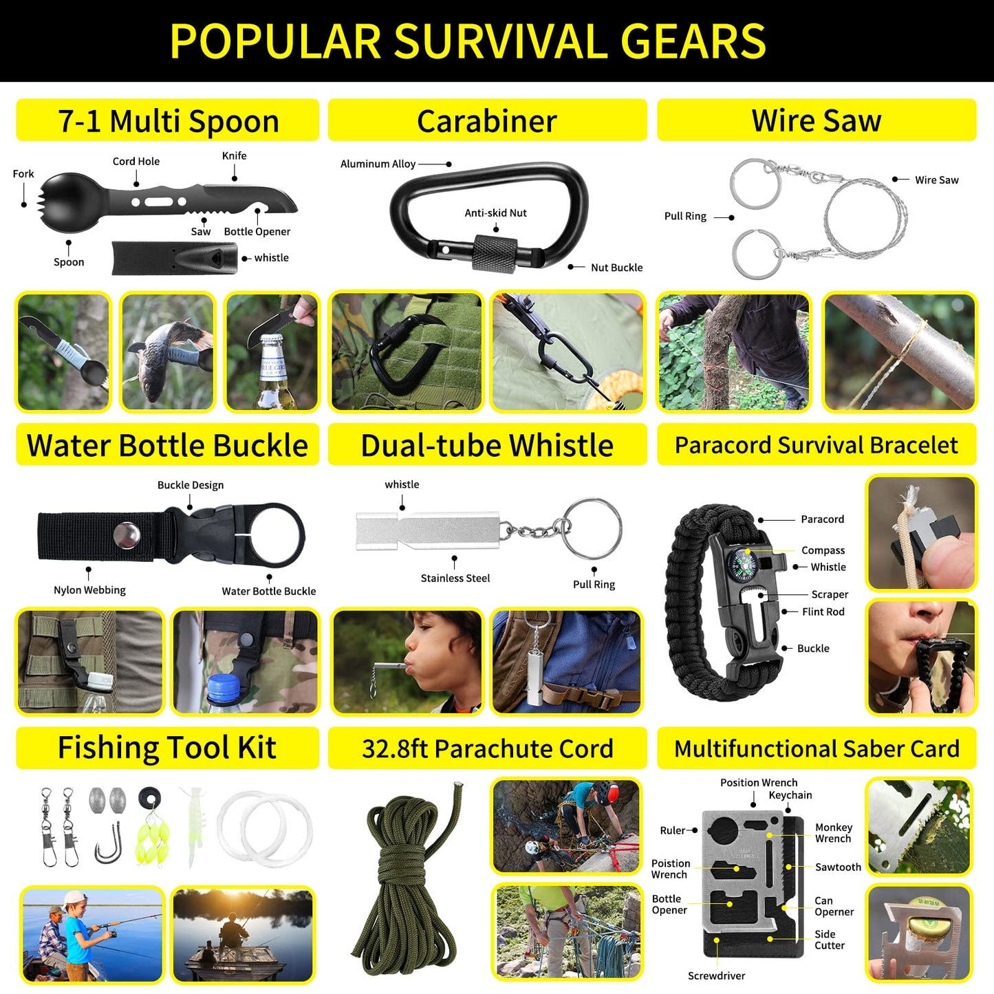 Gifts for Men Christmas Survival Kit and First Aid kit, 160 Pcs Emergency Supplies Camping Accessories with Upgraded Molle Bag, and Women Outdoor Adventure Camping Hiking Hunting (Green)
