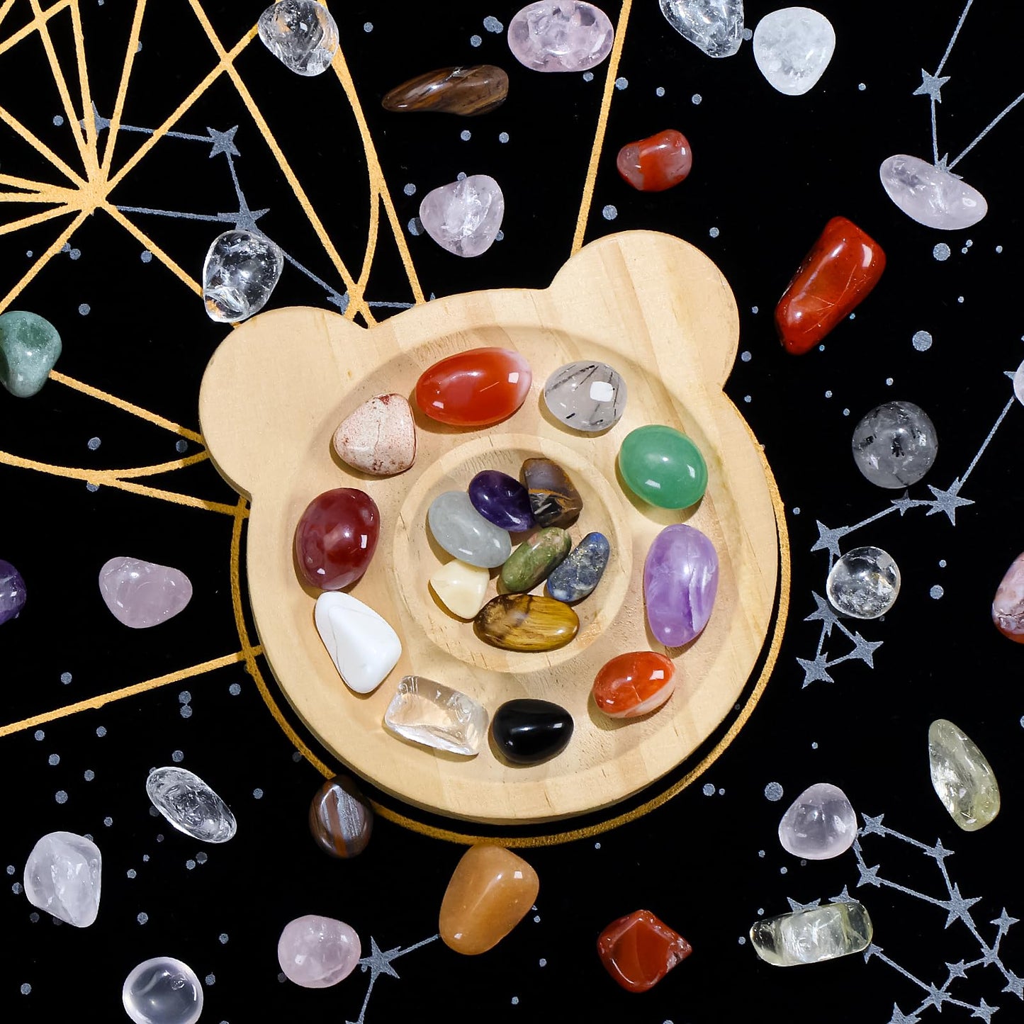 80PCS Natural Bulk Assorted 0.5''-0.6'' (0.6 lb) Tumbled Polished Stones Healing Crystal Set Real Raw Stones for Home Decoration Reiki Gifts Energy Therapy