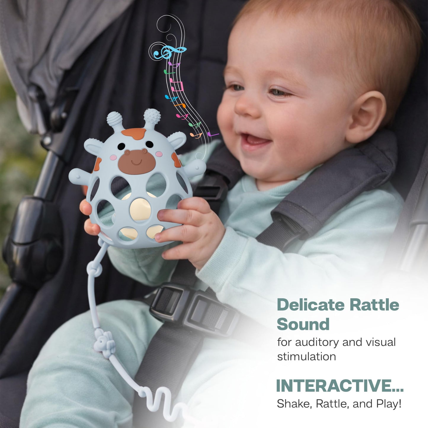 Giraffe Baby Teether with Pacifier Clip - 3 in 1 Teething Toy, Baby Rattle & Clip Set, Sensory Silicone BPA Free, Baby Toys 0-6 Months, Baby Toys 6-12 Months, Teething Relief for Babies