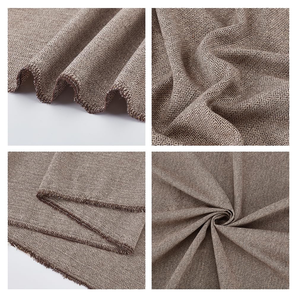 AHANDMAKER Coffee Tweed Fabric, 59x39 Inches Fiber Woven Fabrics Herringbone Tweed Fabric for DIY Crafts Sewing Dress Handbag Coat Costume Clothing Accessories Upholstery Decor