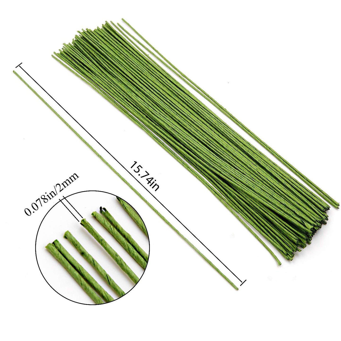 KINJOEK 200 Counts 14 Gauge Floral Wire,16 Inch x 2mm Thick CoatedCraft Stem Wire for DIY Floral Arrangements and Decorations
