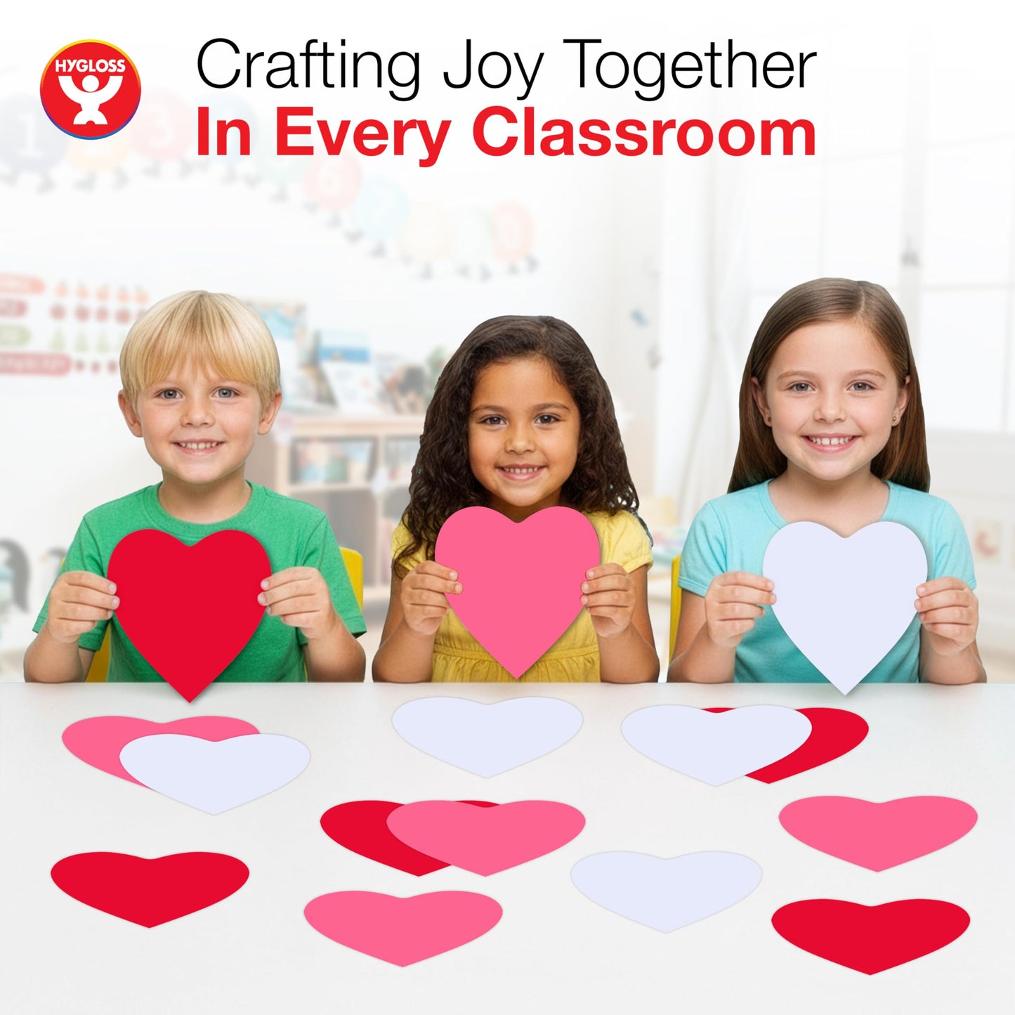 Hygloss Heart Shape Paper Cut-Outs for Arts & Crafts-Many Creative Uses-Valentine’s Day Activities-6 Inches-240 Pcs, Red, Pink & White