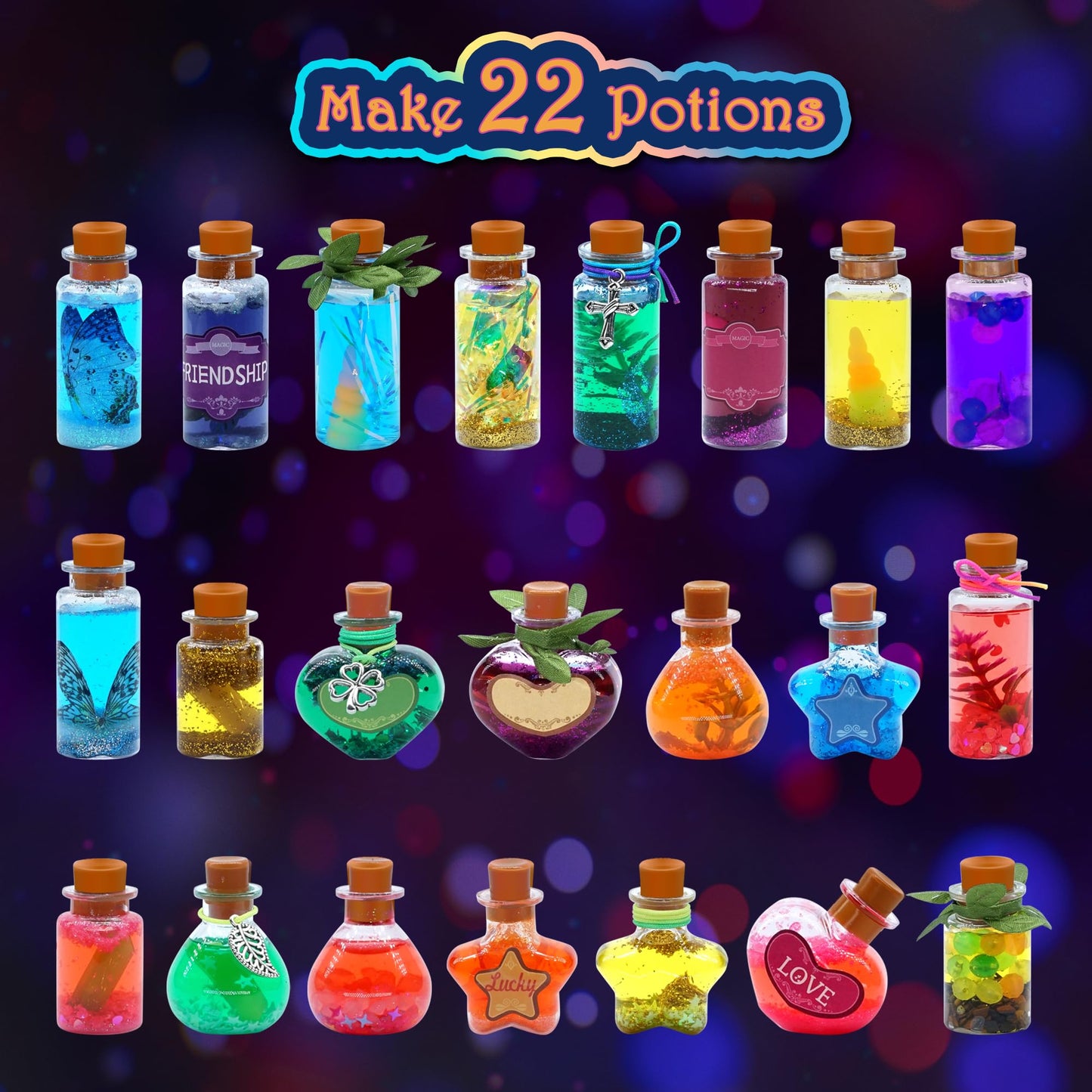 Aimiffy Kids Potions Making Kit Girl - 22Pcs Fairy Magic Craft Kit Magic for Girls, Mystery Potions Craft Kit, Christmas Decorations Birthday Gifts for Age 6 7 8 9 10+ Year Old Girls