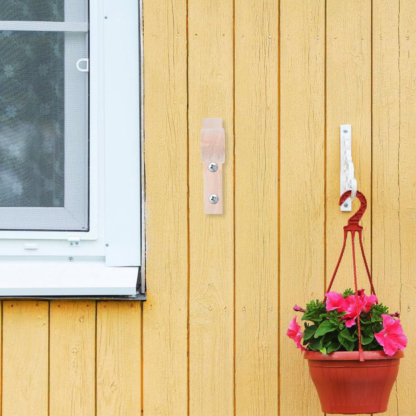 Alasum 2pcs Wooden Plant Hanger Hooks Wall-Mounted Flower Pot Holders Indoor Outdoor Wind Chime Lantern Brackets Decorative Garden Hanging Hooks
