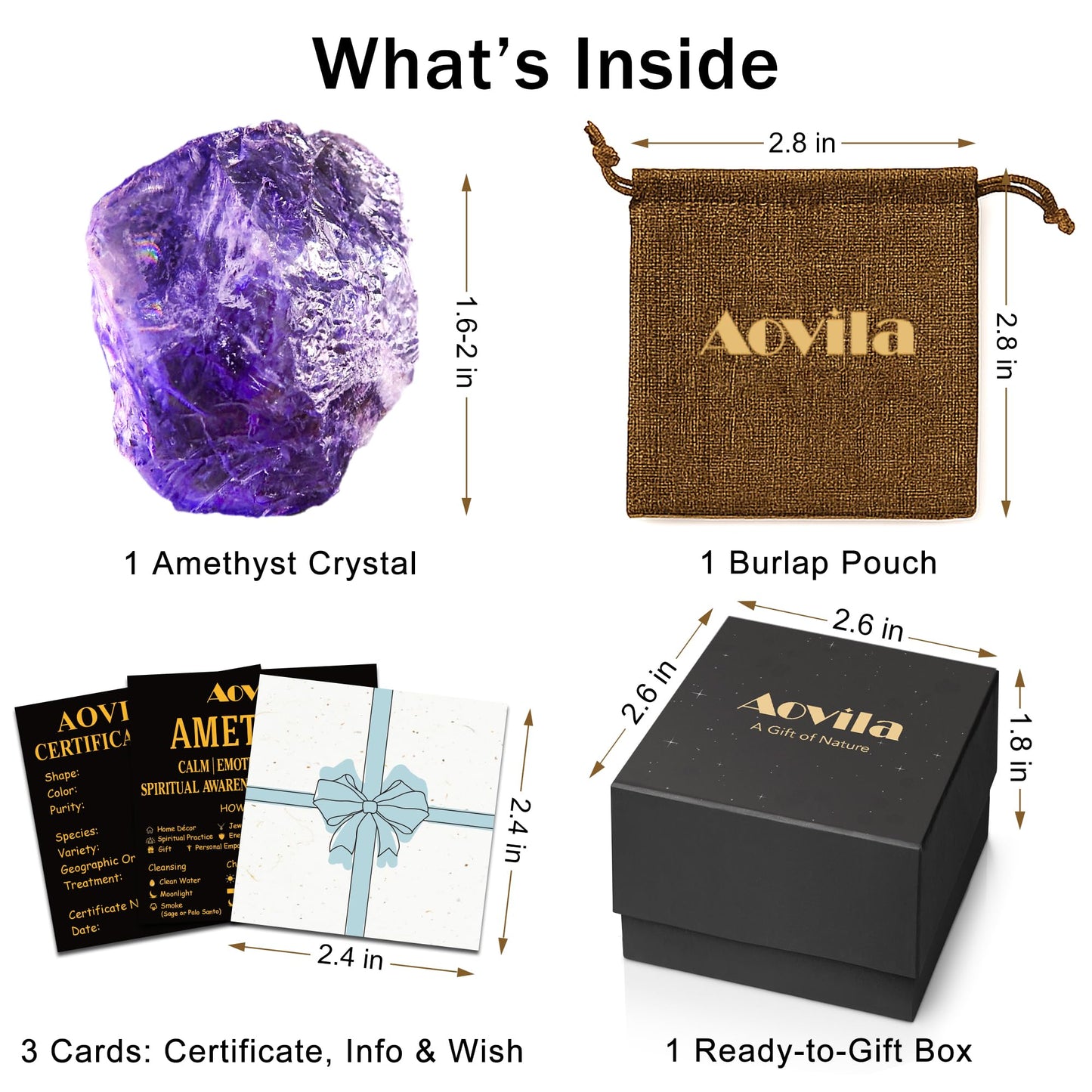 AOVILA Amethyst Natural Raw Crystals, Birthday Gifts for Women-Large 1.6-2" Rough Stones Crystal for Wicca Reiki Crystal Healing,Positive Energy, Unique Gifts for mom sisiter Men