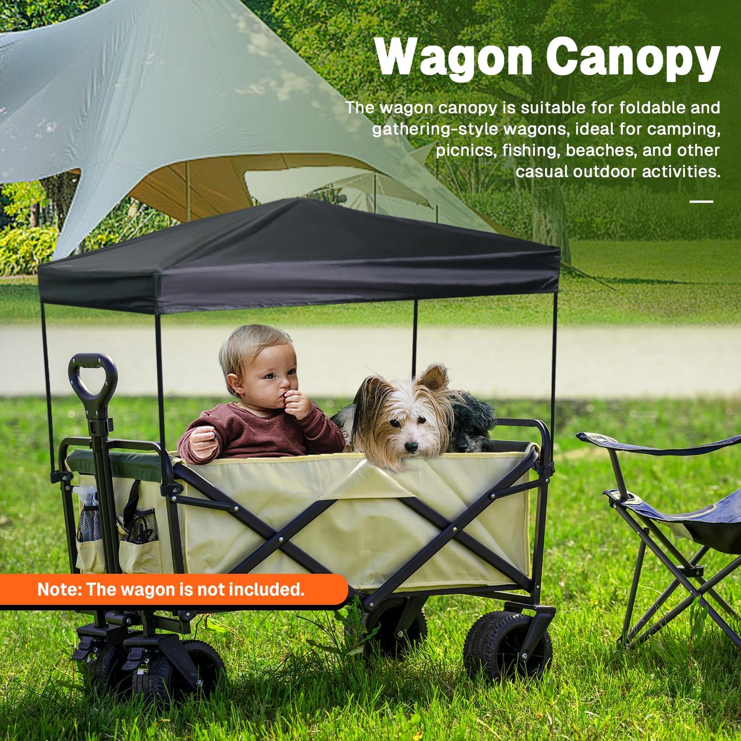 VOONKE Wagon Canopy Cover, Garden Portable Outdoor Push Awning, Stroller Canopy for Garden Wagon, Shopping, Camping, Fits Folded and Collapsible Wagons,22 × 40.9 Inches