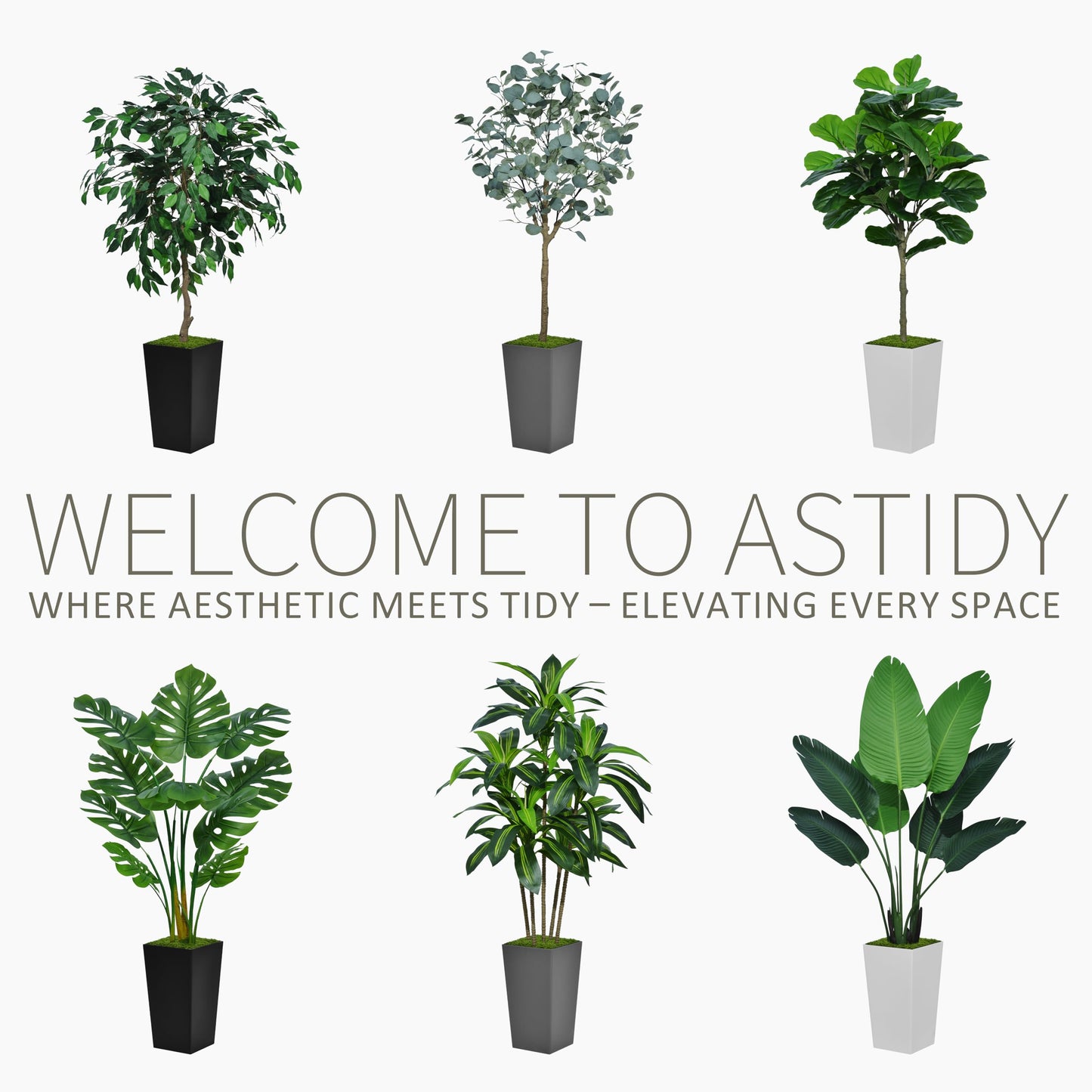 ASTIDY Artificial Dracaena Tree 5FT - Faux Tree with Gray Tall Planter - Fake Tropical Yucca Floor Plant in Pot - Artificial Silk Tree for Home Office Living Room Decor Indoor