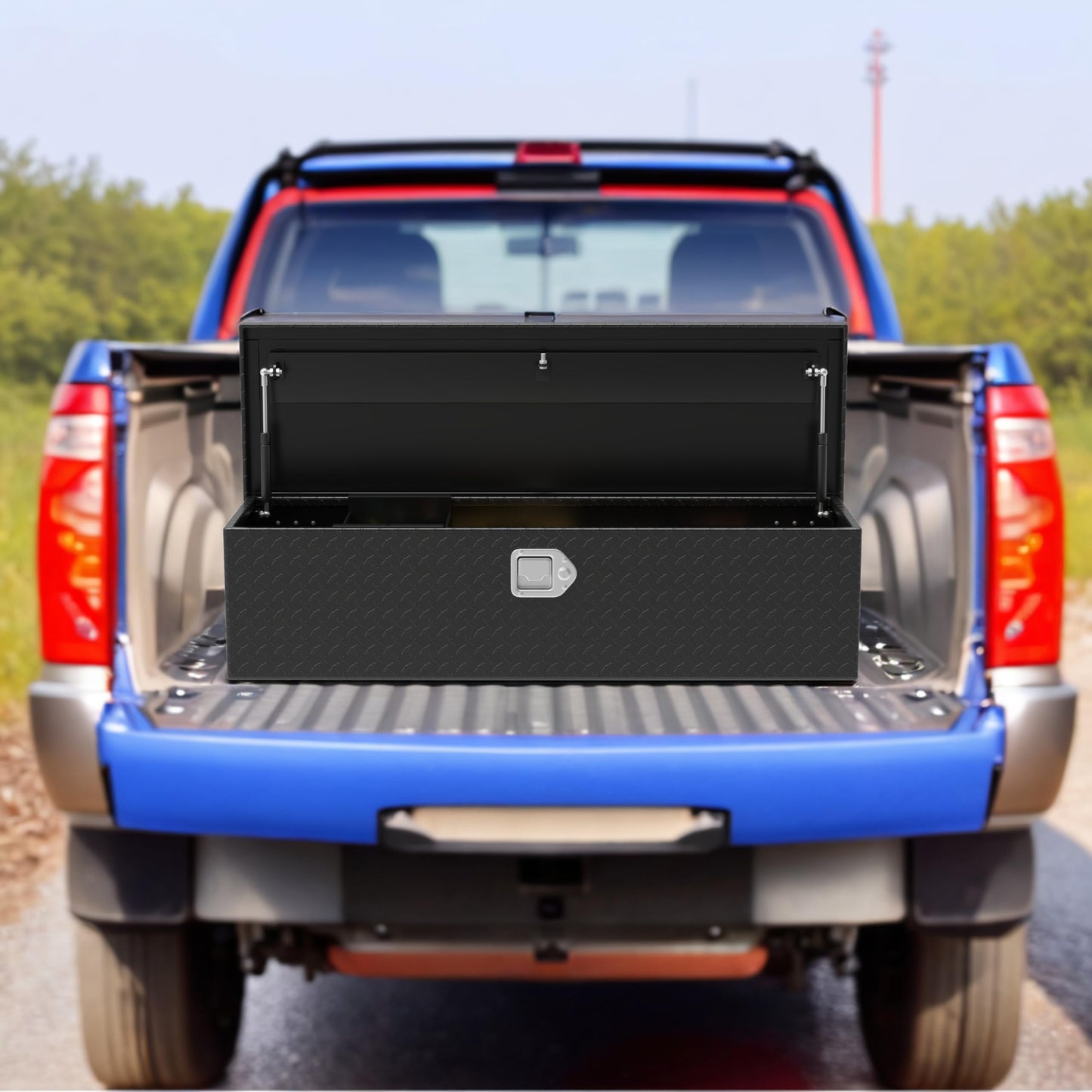 AUTOSAVER88 49 Inch Heavy Duty Aluminum Diamond Plate Tool Box Chest, Waterproof Truck Bed Toolbox, Storage Box with Sliding Shelf and Lock for Trucks, Trailers, RVs, Warehouses