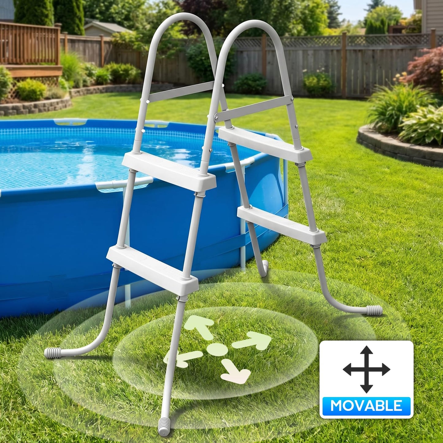 Above Ground Pool Ladder, 34 '' Pool Ladder, Swimming Pool Frame Ladder, 2-Steps,Suitable for Pools up to 34 inches deep Above Ground, Easy Assemble and Climb
