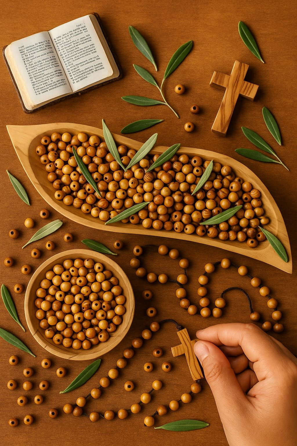 ZULUF 10mm Round Olive Wood Holy Land Brown Beads for Bracelets (60pcs) 10mm Beads for Jewelry Making Rosary Craft Supplies from Bethlehem Israel Palestine with Certificate BEAD009