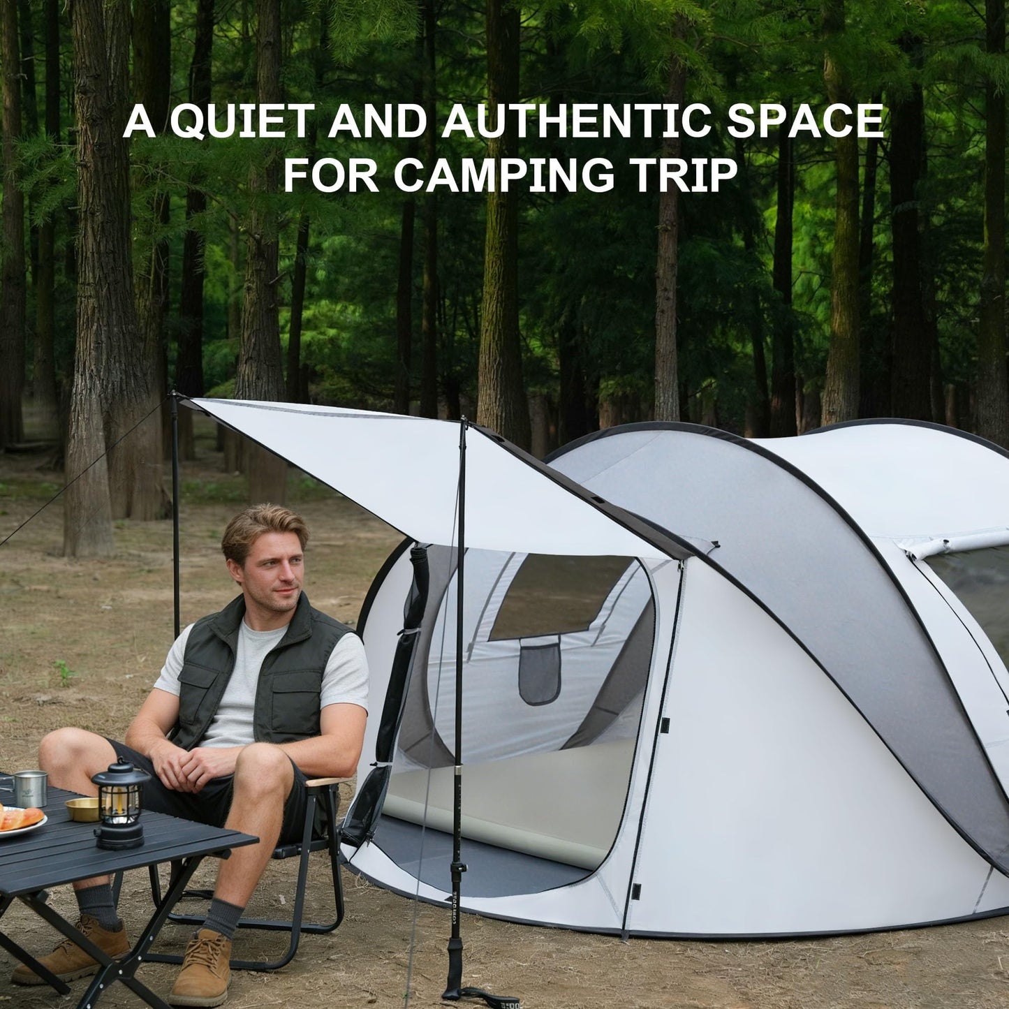 AOPEC Pop Up Camping Tent, 2/4/6 Person Instant Tent Waterproof PU4500mm, Spacious Ventilated Camping Tent with Front Porch, Quick Setup Lightweight Portable for Outdoor Camping Hiking Beach
