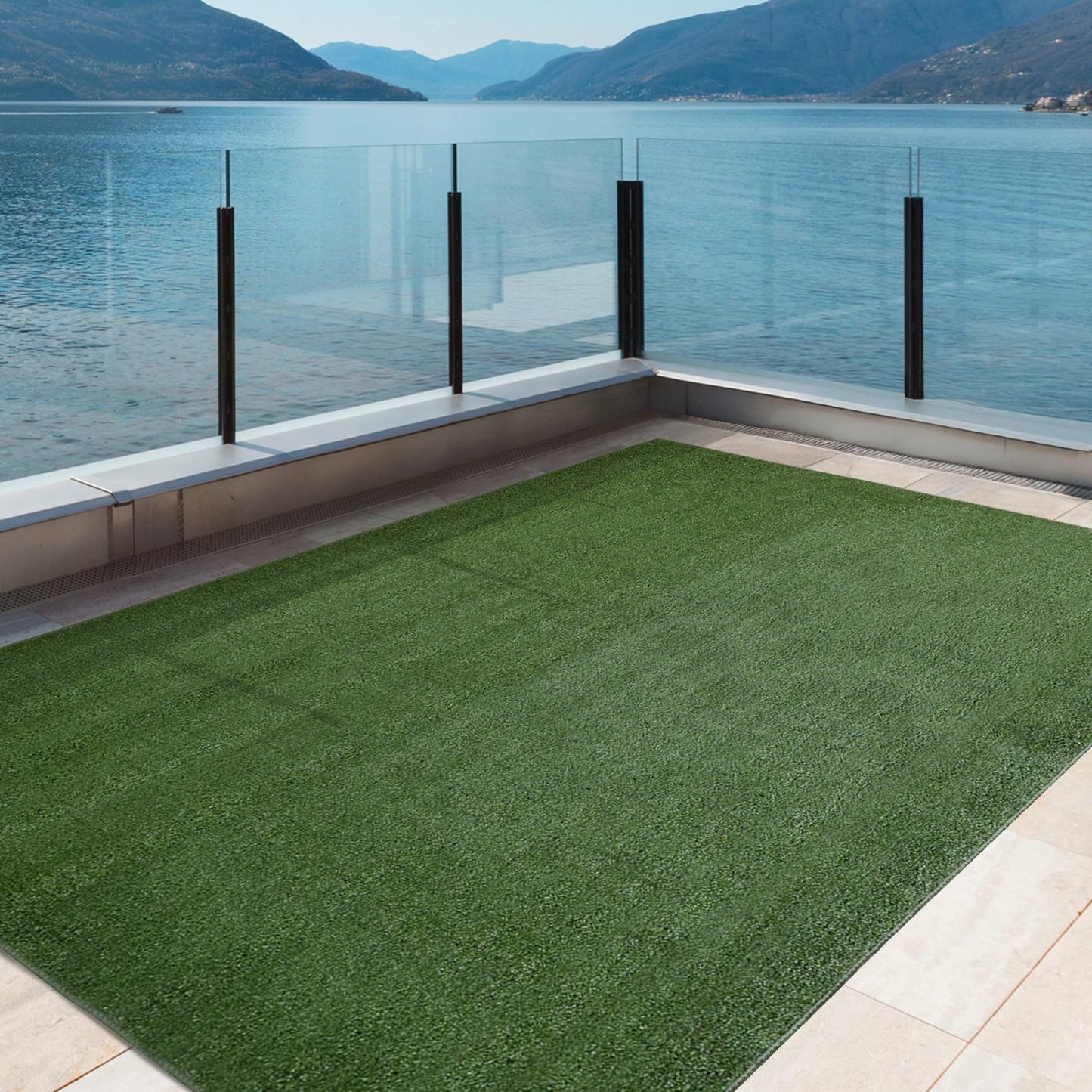 iCustomRug Synthetic Grass Rug – 6 x 13ft Lawn Green Turf Carpet for Patios, Yards, Boats, Camping – Indoor/Outdoor Use