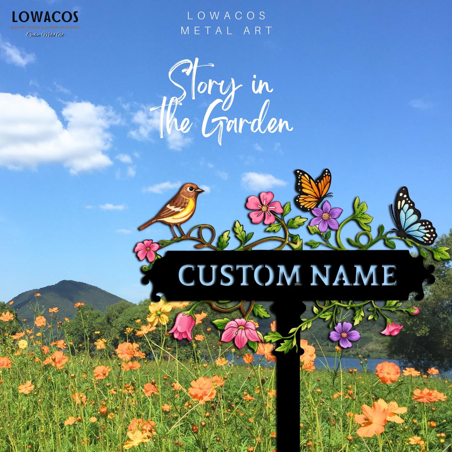 Personalized Garden Sign, Custom Garden Decor for Outside Patio Entryway, Large Rustic Metal Yard Stake Sign, Outdoor Yard Decoration, Gardening Gifts for Women Grandma Plant Lovers Housewarming