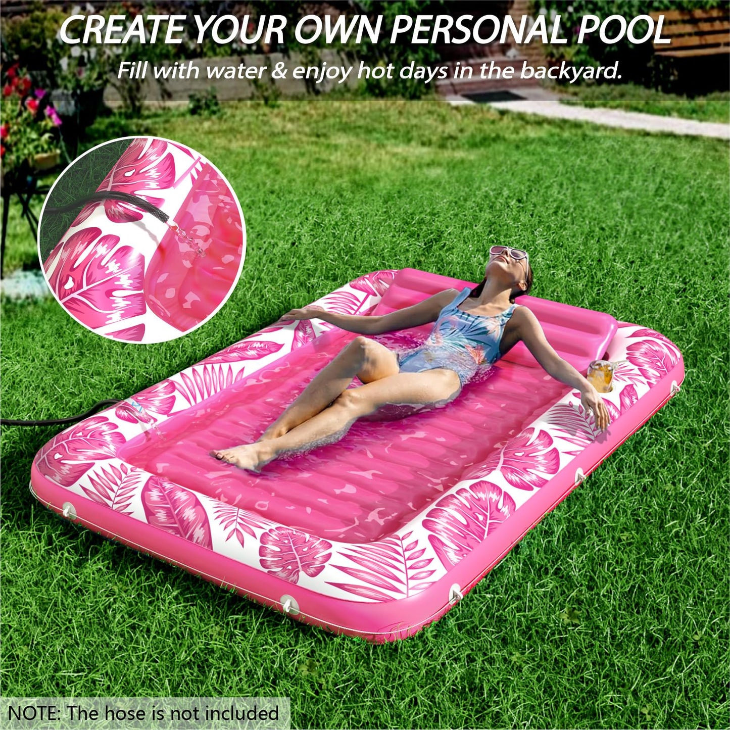 Inflatable Tanning Pool Lounger Float - Jasonwell 4 in 1 Sun Tan Tub Sunbathing Pool Lounge Raft Floatie Toys Water Filled Tanning Bed Mat Pad for Adult Blow Up Kiddie Pool Kids Ball Pit
