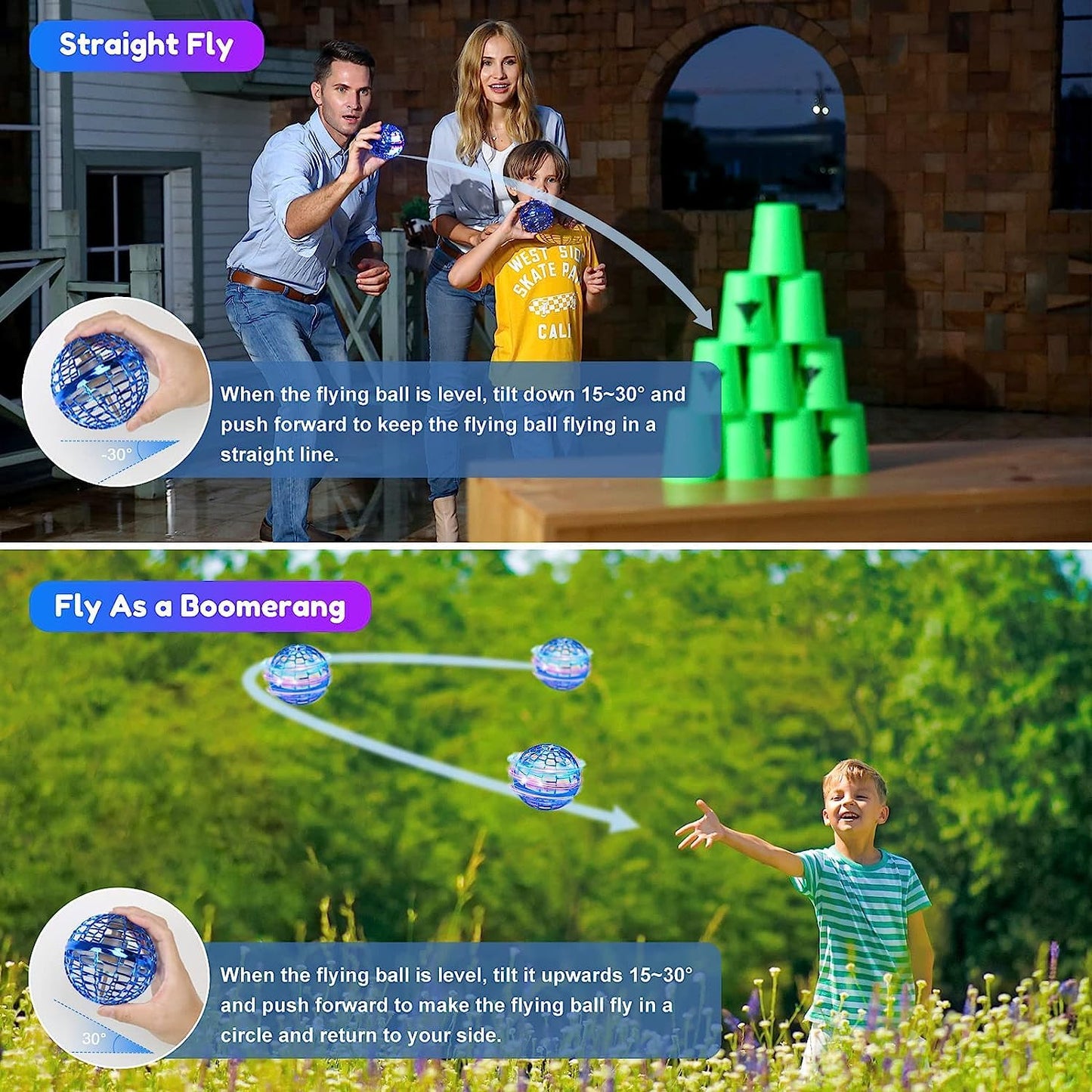 MERRYHOME Flying Ball Toys for Boys Grils: 2026 Fly Orb Cosmic Globe Boomerang Hover Ball, Hand Mini Drone, Flying Toy Fly Spinners for Kids Teens Adults Indoor Outdoor Toys (Red)