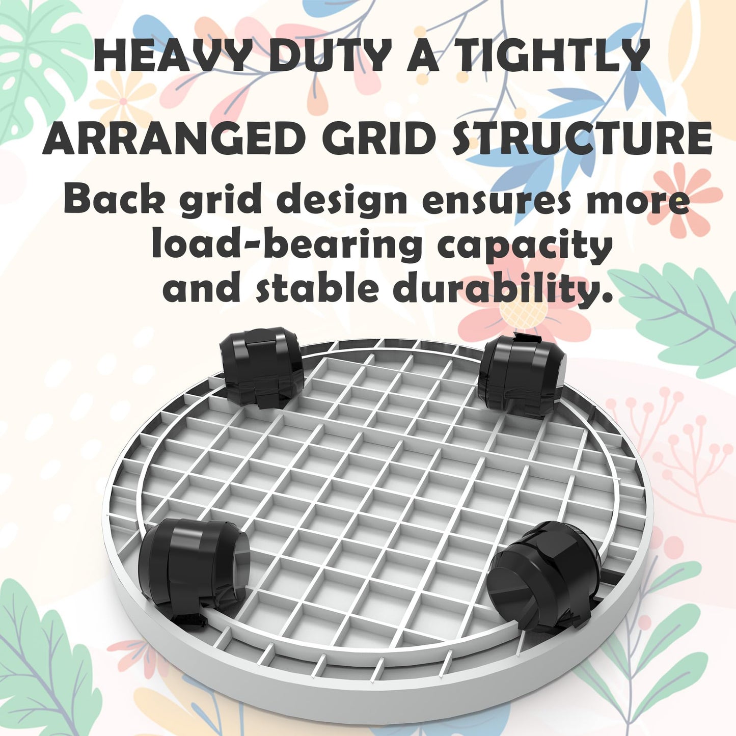 WanderingDonkey 14 Inch Wheeled Potted Flower Mover Dolly with Casters, Round Coaster for Indoor Outdoor,Planter Saucer Tray, Heavy Duty Plant Caddie with Wheels,Rolling Plant Stand Pot Trolley