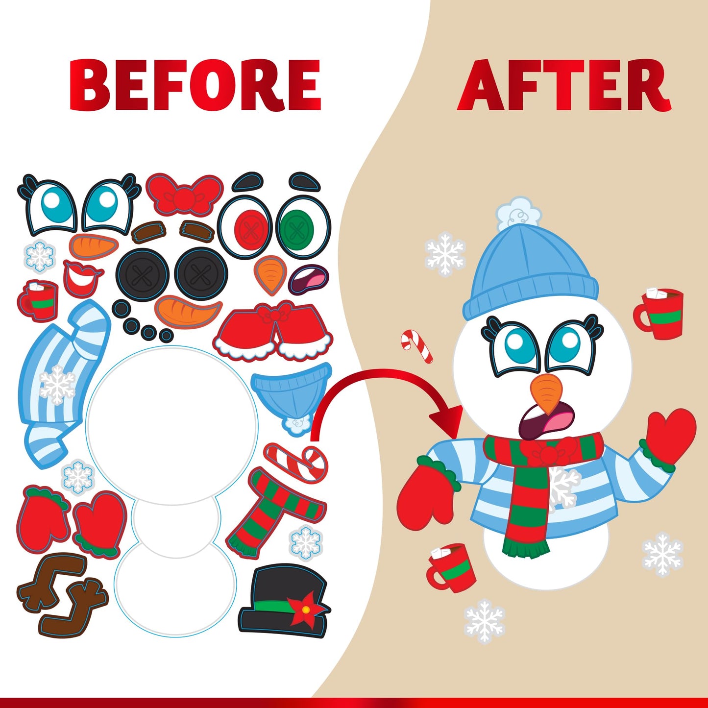 JOYIN 48 Pcs Christmas Make A Face Sticker Sheets Make Your Characters with Santa Santa, Gnome, Reindeer, Snowman, Gifts for Kids School Activities Party Favor Supplies Xmas Craft